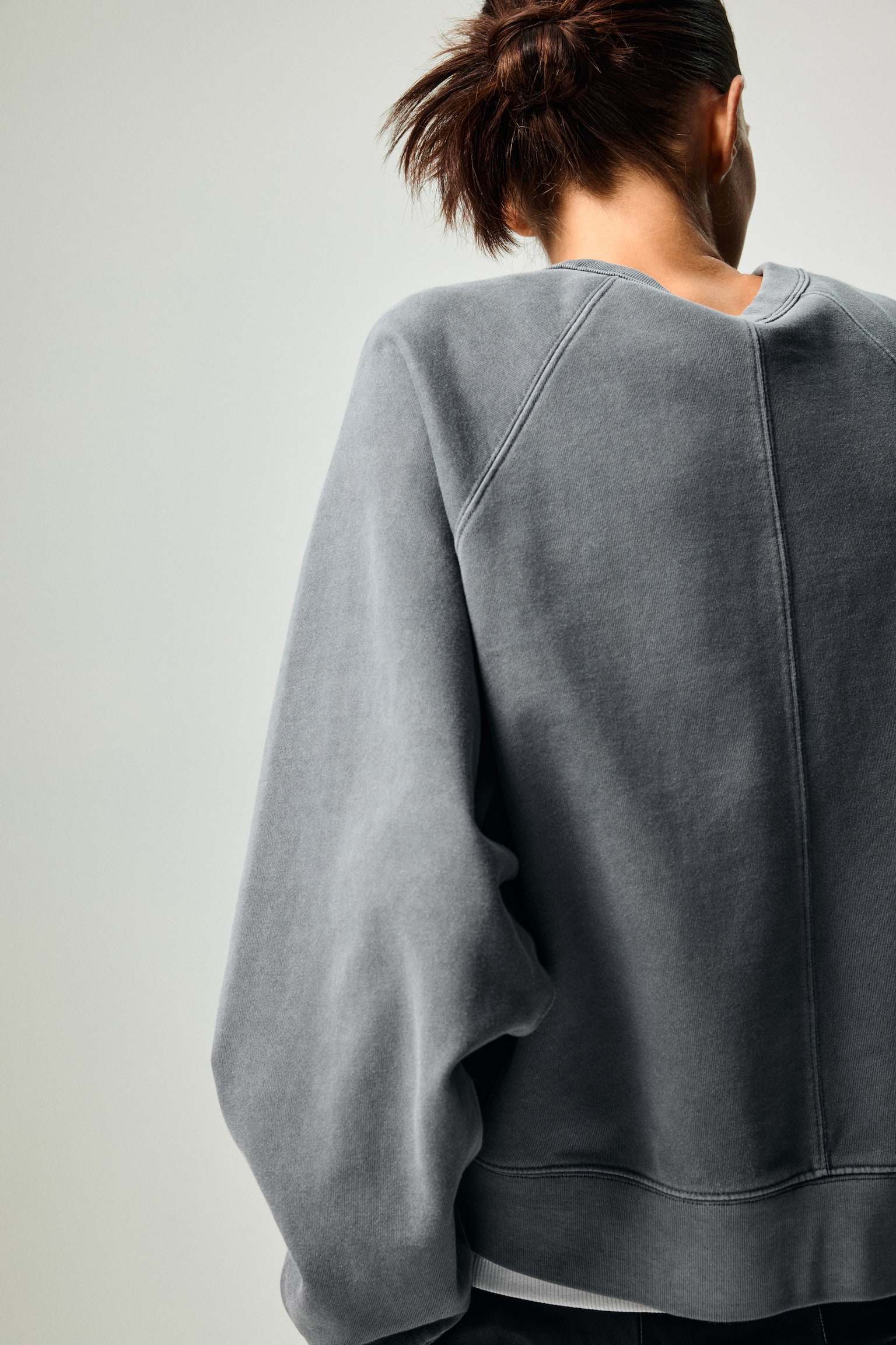 Oversized cotton sweatshirt - Grey/Light beige/Dusty pink - 3