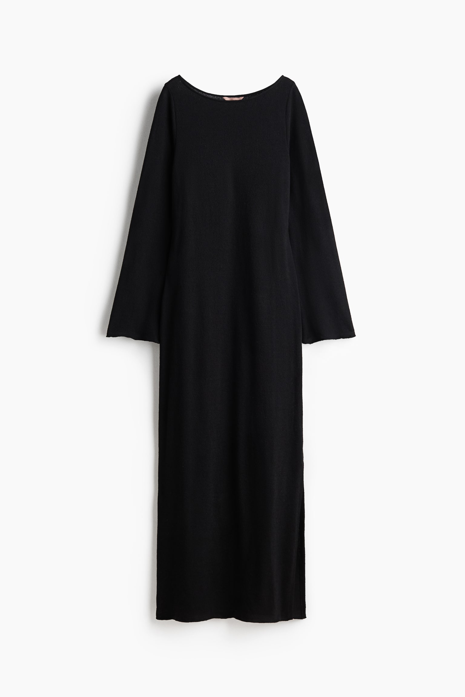 Fine-knit boat-neck dress - Black/White - 2