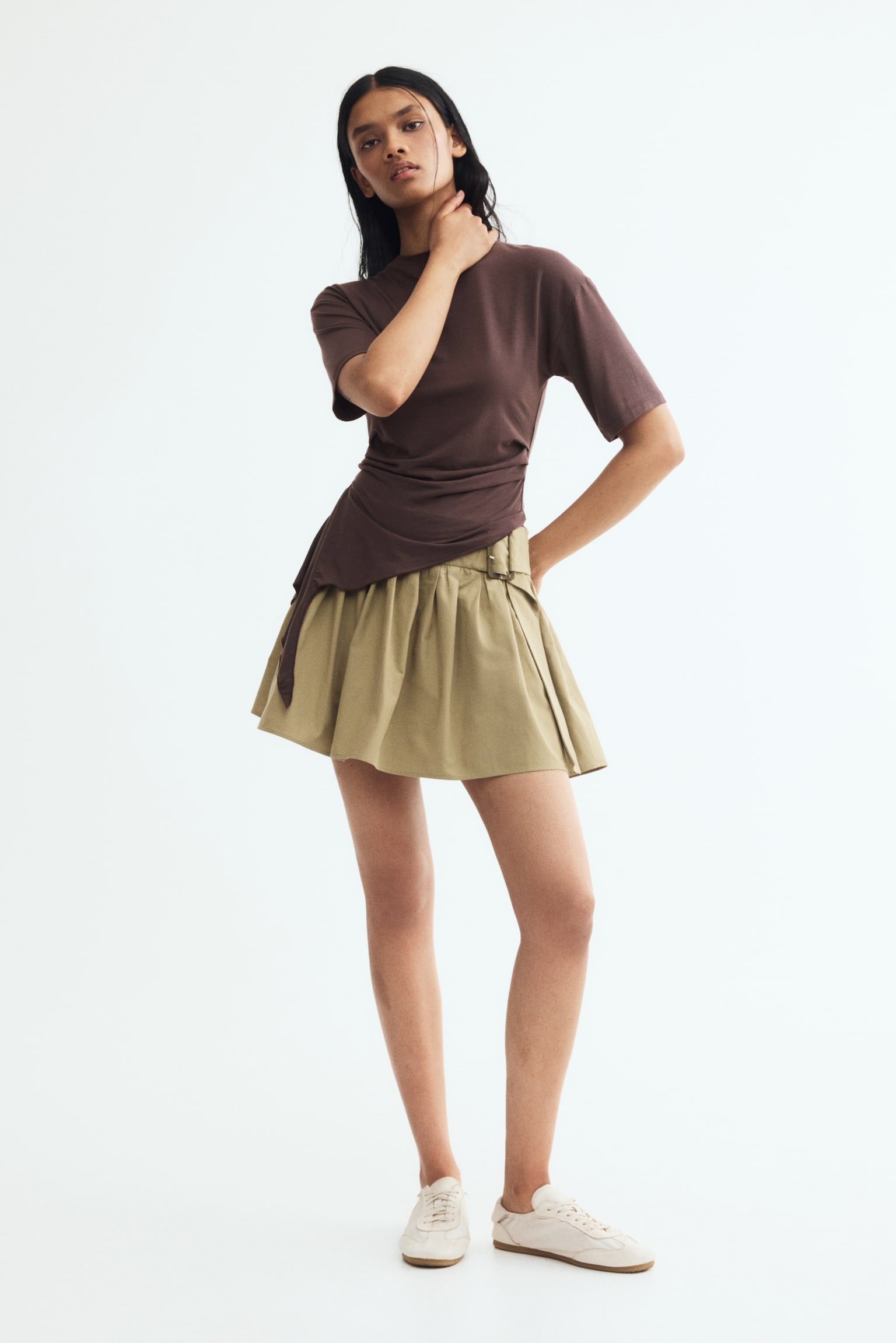 Женский топ H&M Draped-Panel Modal Top, цвет: Тёмный коричневый — фото 3