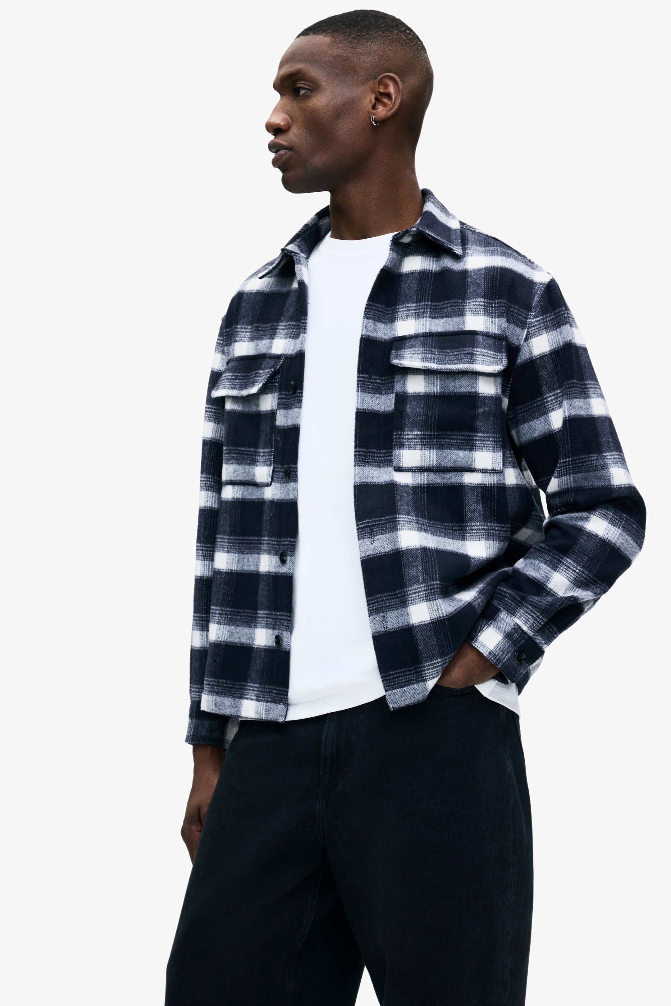 View larger image: Regular Fit Flannel overshirt - Dark blue/Checked - Men | H&M GB 2