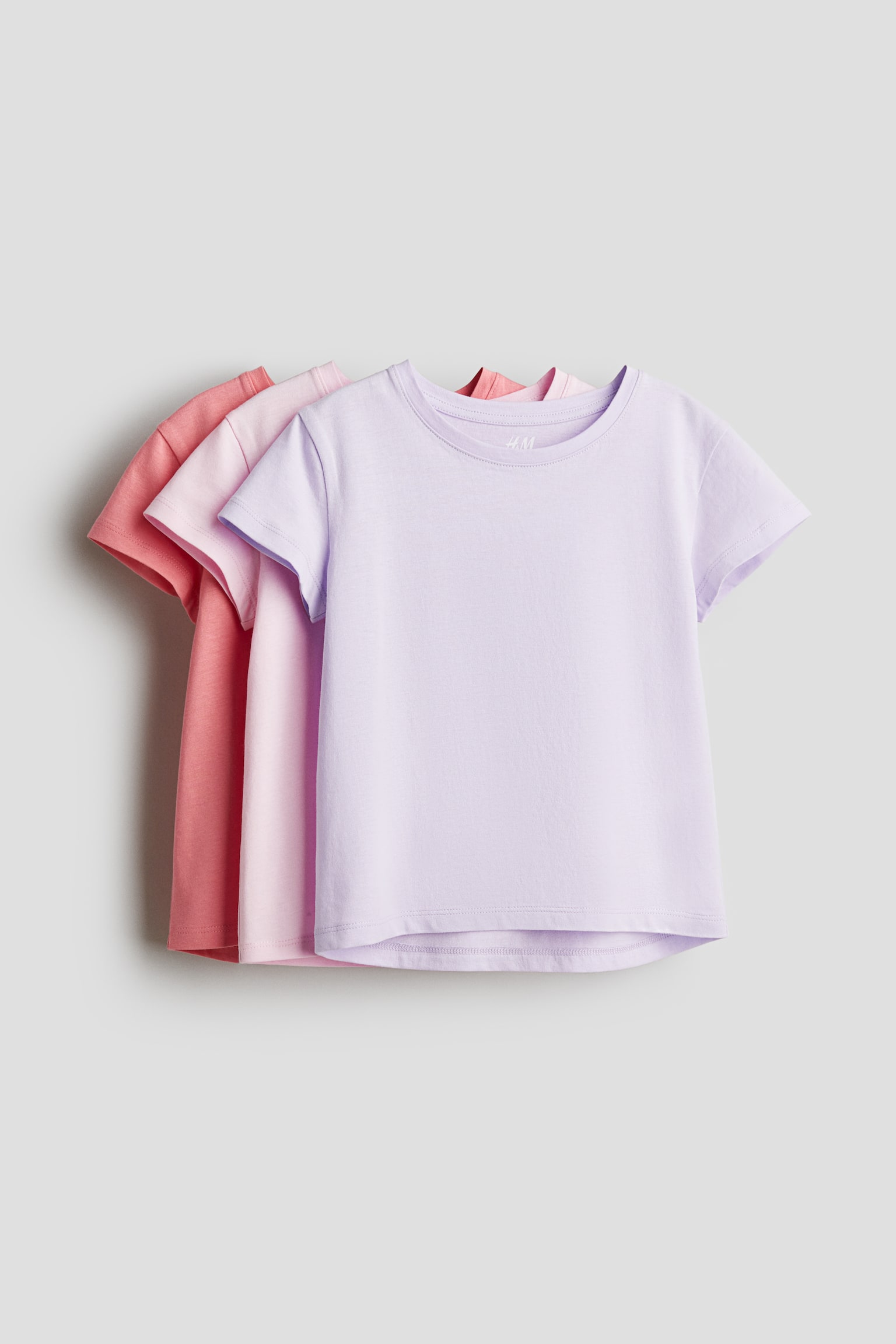 3-pack cotton tops - Pink/Purple/Black/White/Lilac/Light pink/Black/White/Brick red/White - 1