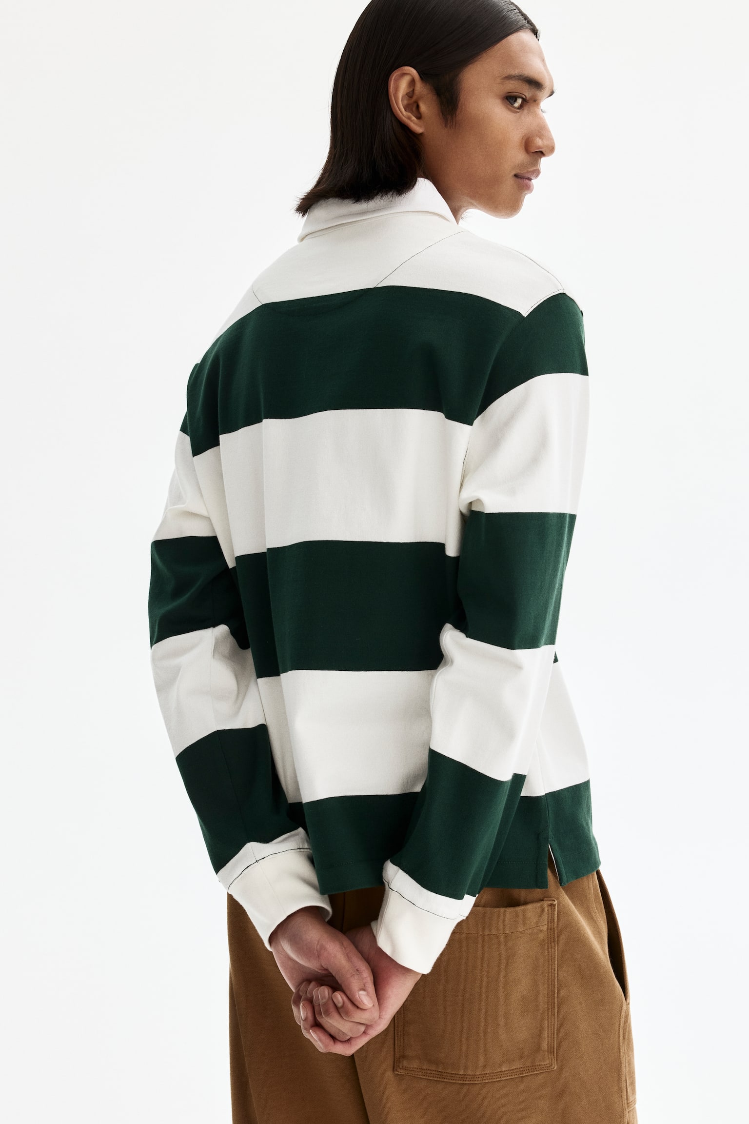 Regular Fit Cotton rugby shirt - Dark green/Colour block - 5