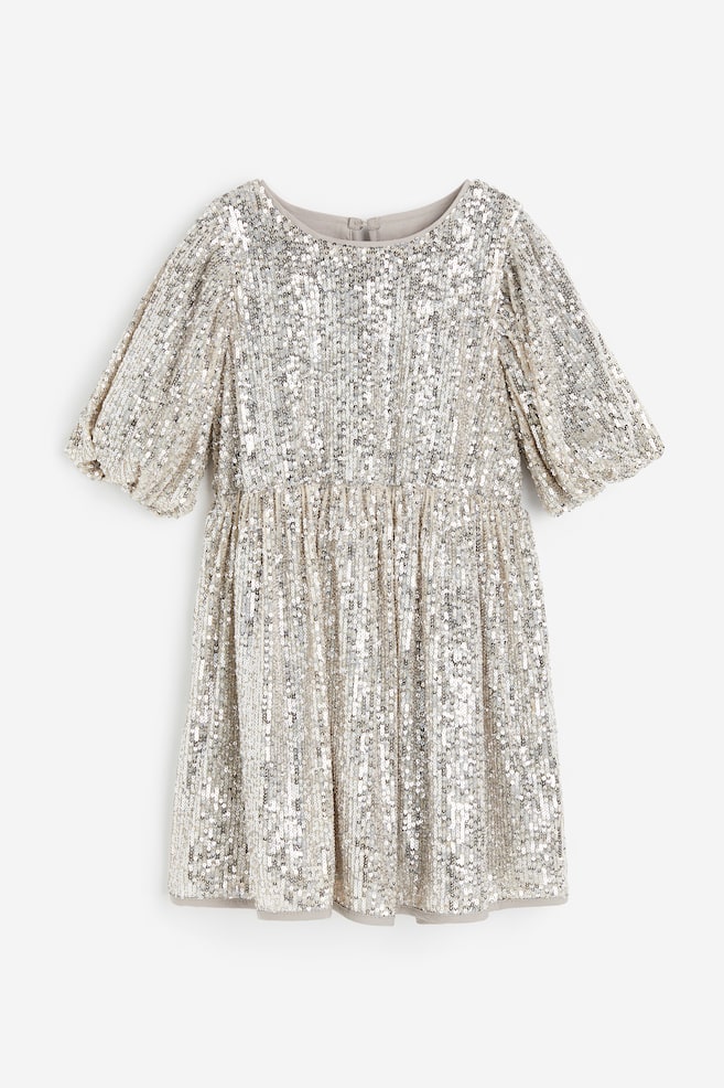 Sequined dress - Beige/Silver-coloured - 1