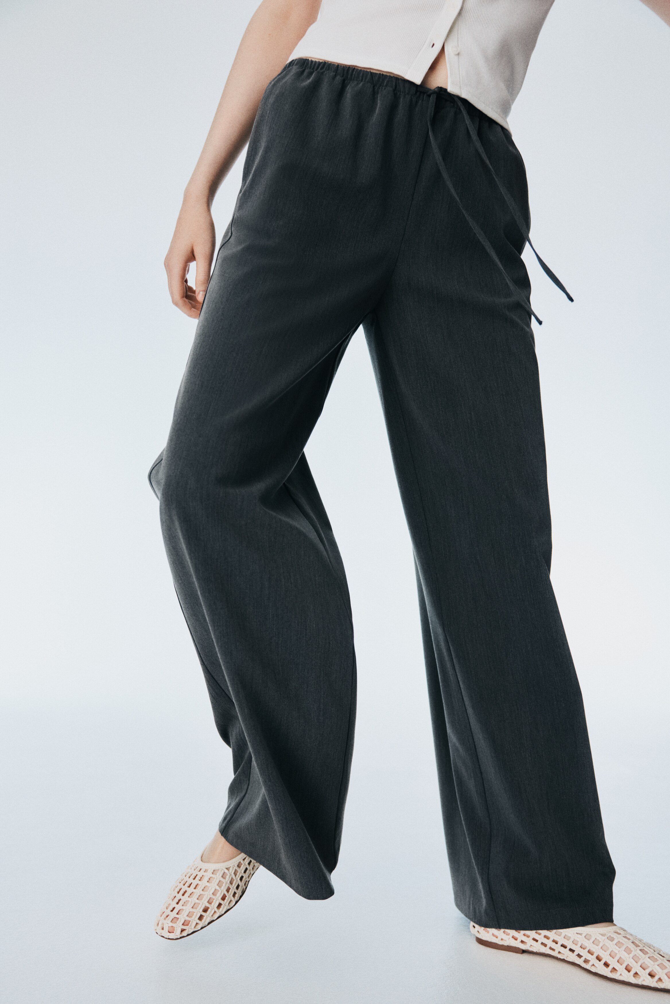 Twill drawstring trousers