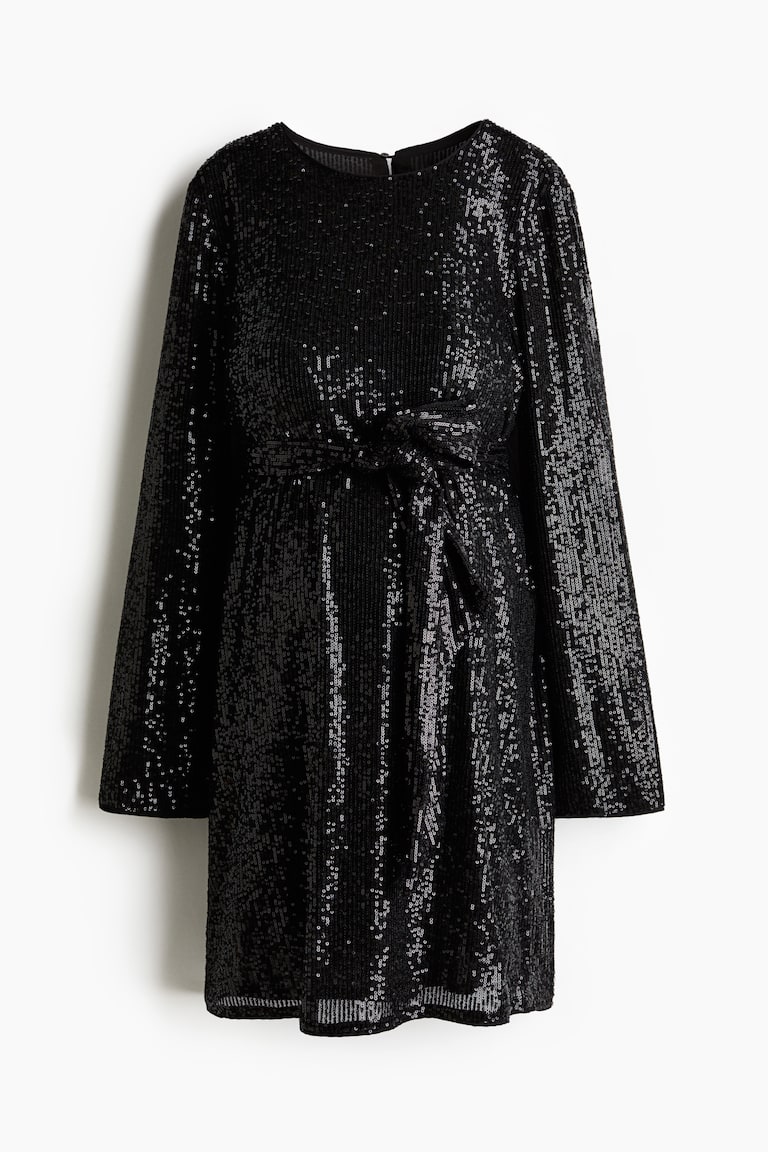 MAMA Sequined tie-belt dress