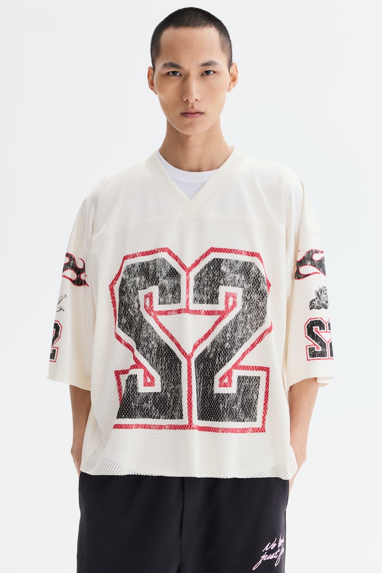 Mrežasta majica sa printom Oversized Fit