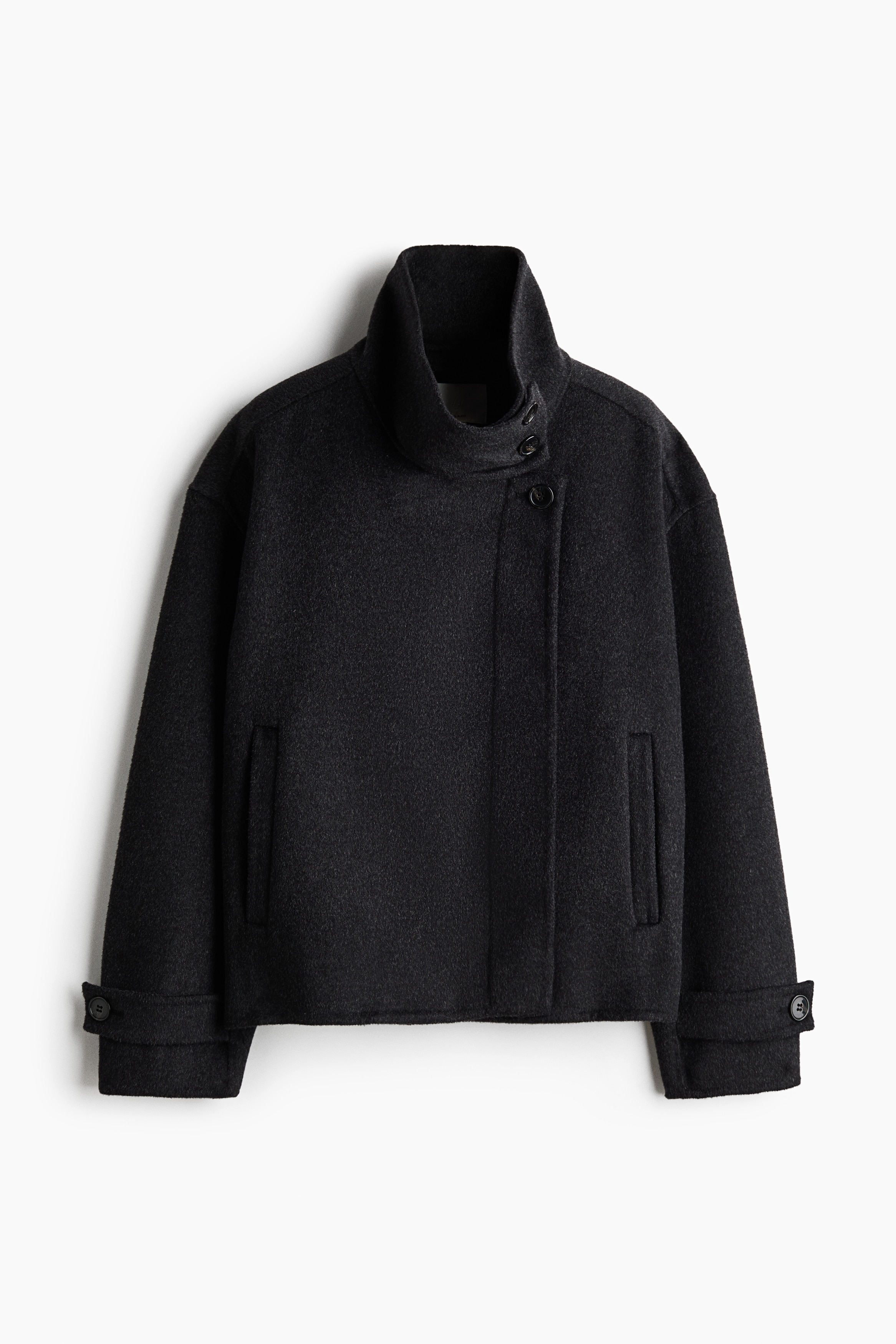 Veste faite main en laine mélangée - Gris anthracite/Marron
