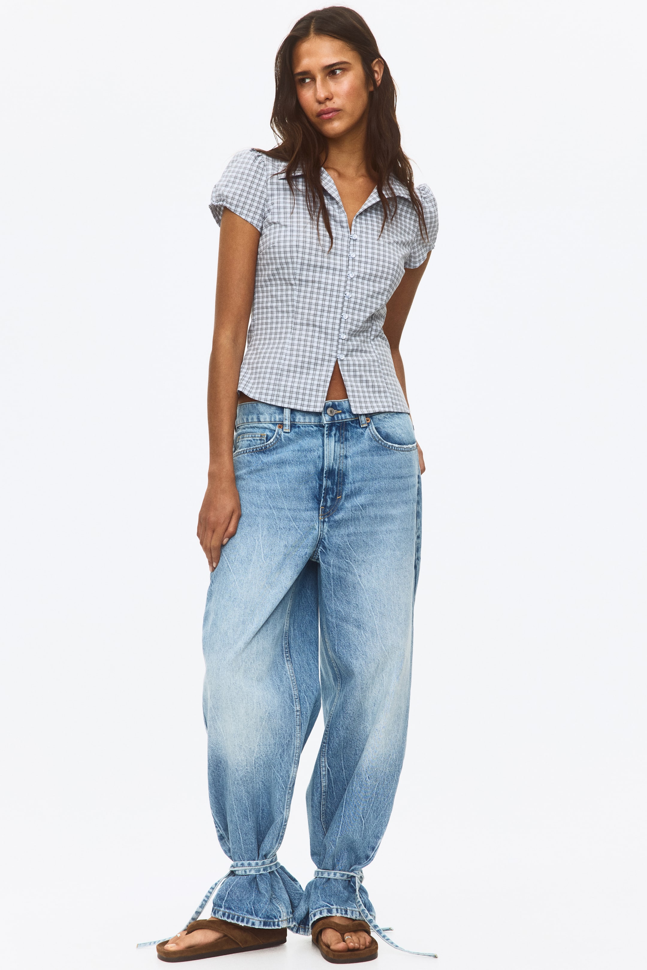 Женские топы H&M Button-Front Top with Collar — фото 6