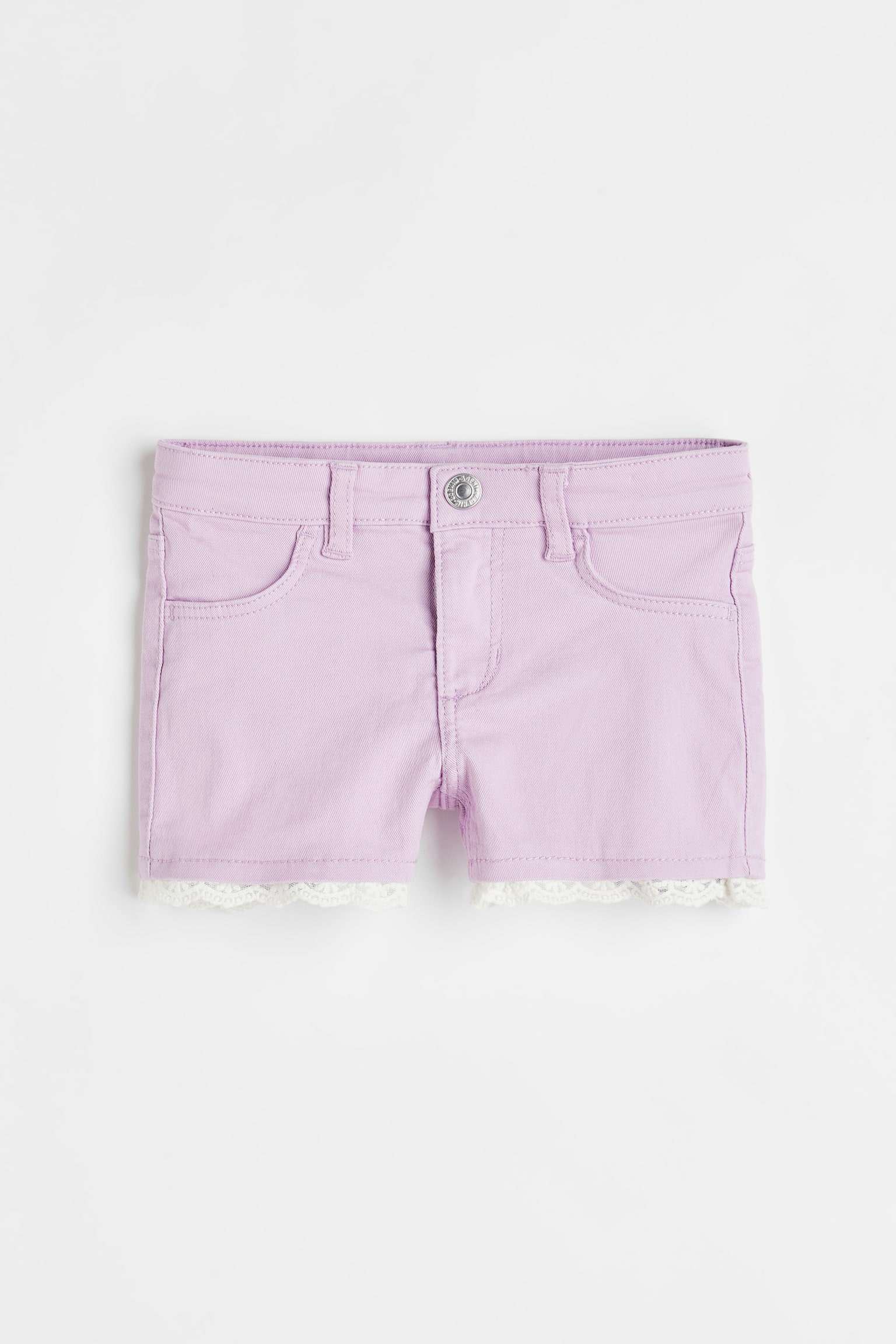 Lace Trim Twill Shorts - Light purple/Light beige - 1