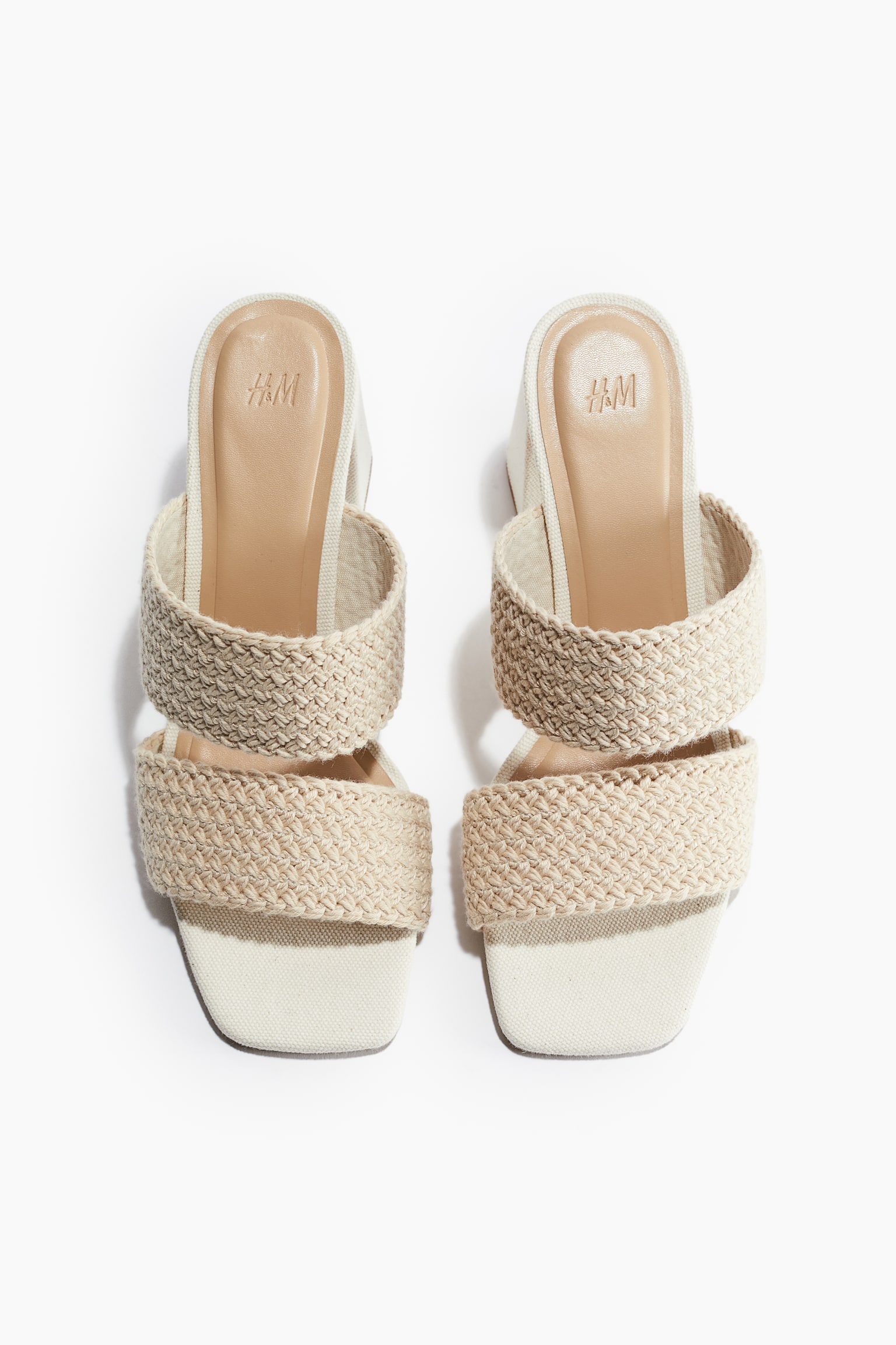 Braided Sandals with Heel - Light beige - 3