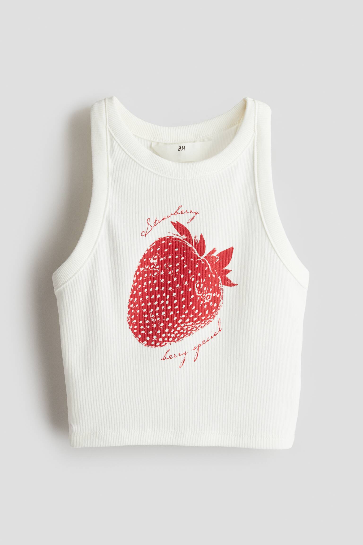 Ribbed vest top - White/Strawberry - 1