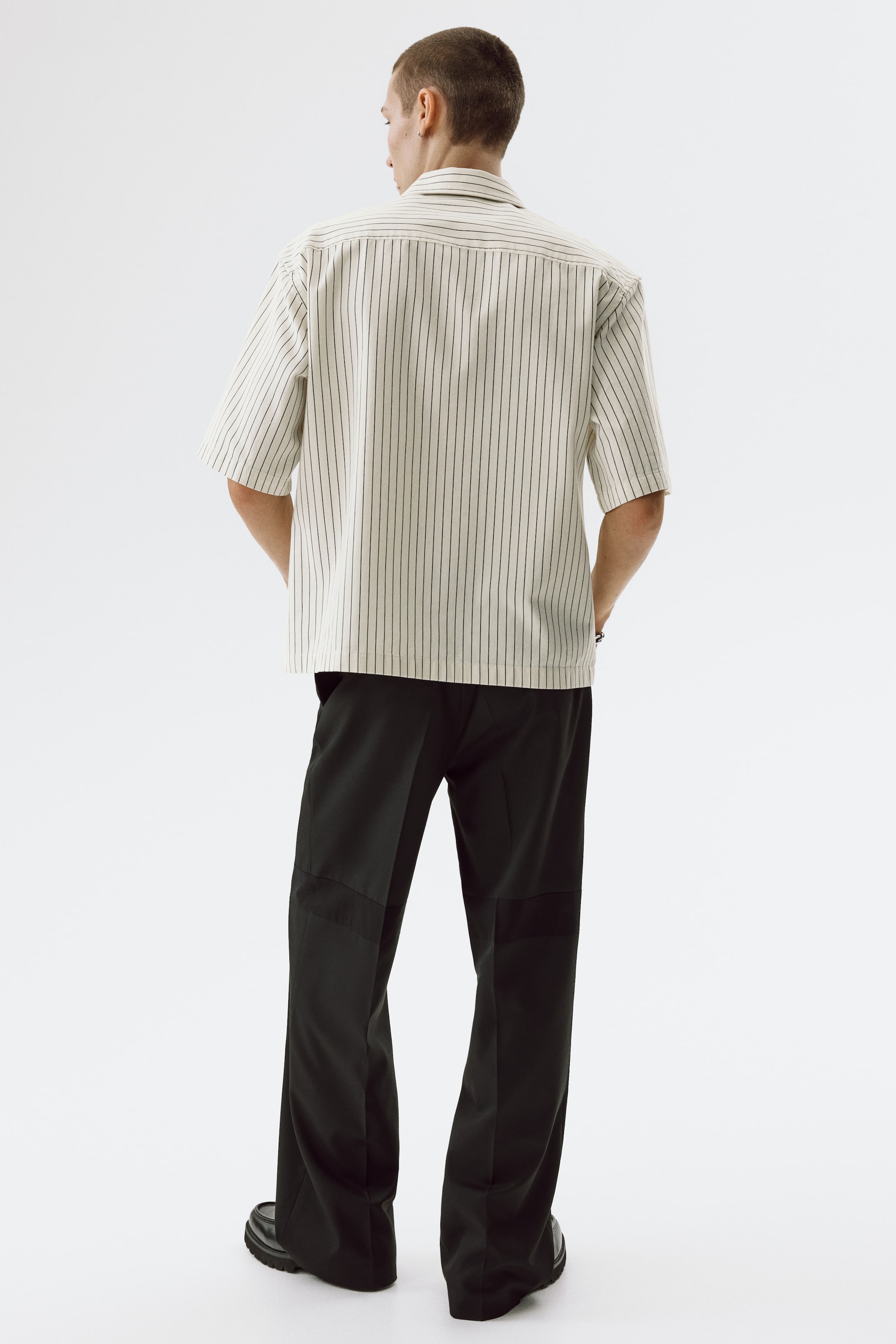Мужские рубашки H&M Relaxed-Fit Half-Zip Twill Shirt — фото 6