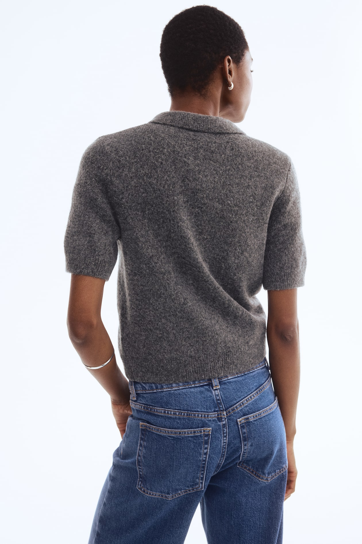 Short-Sleeved Cardigan with Collar - image 3