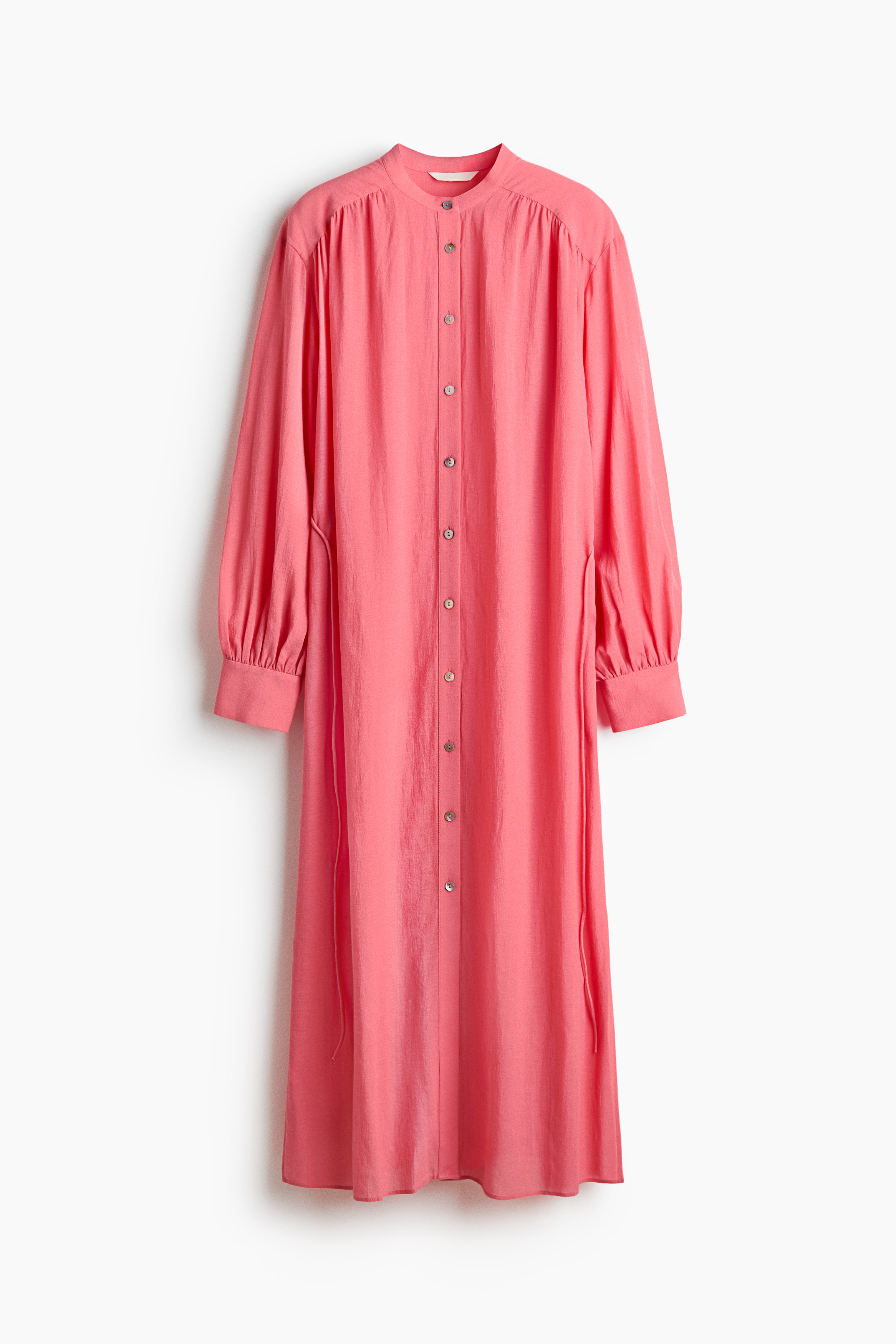 Tie-belt tunic dress - Coral pink