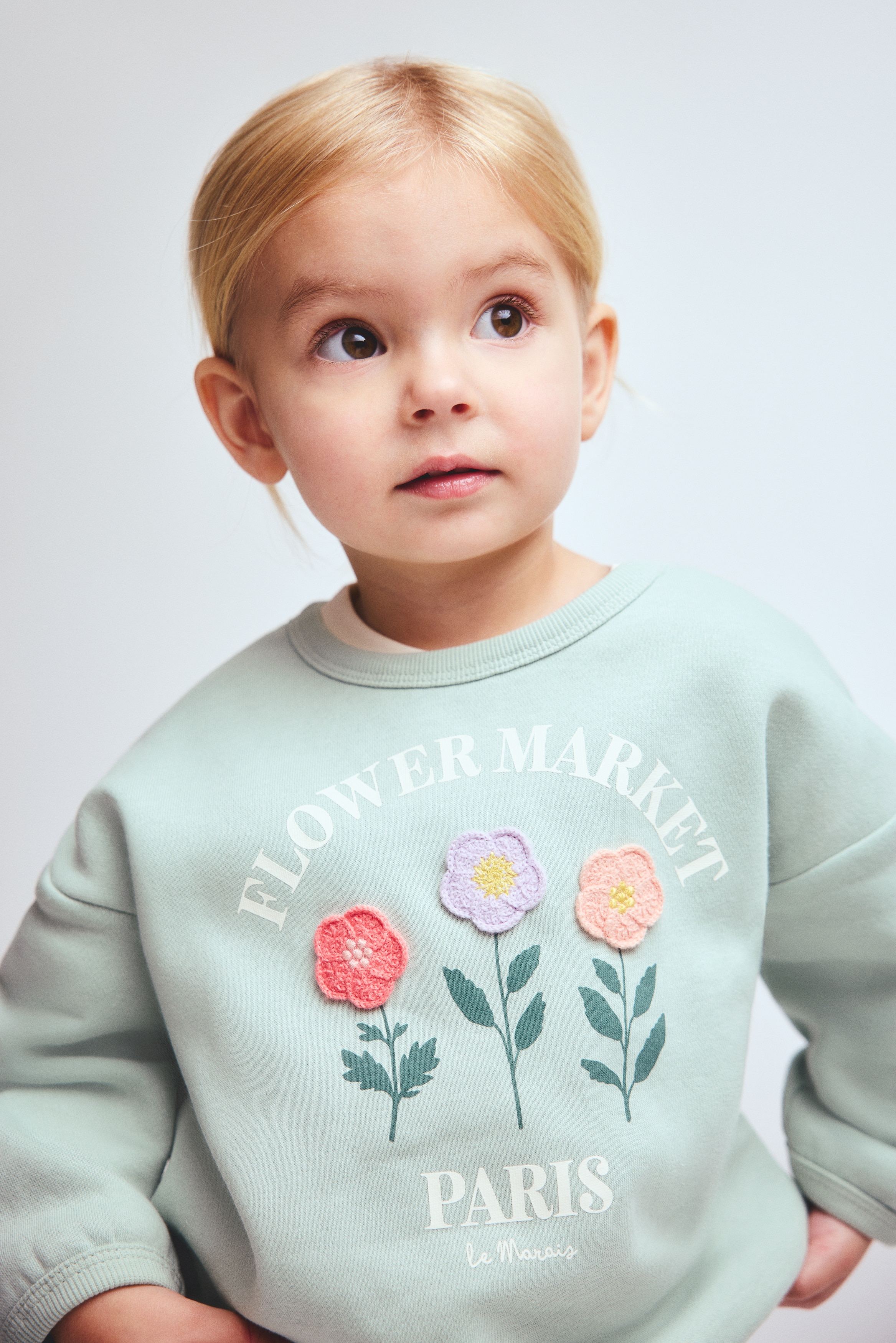 Motif-detail sweatshirt - Light dusty green/Flowers/Cream/Bows/Cream/Fruits/Light pink/Bows