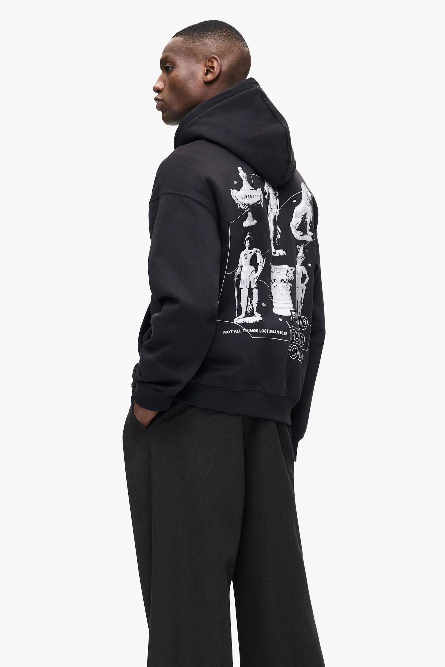 קפוצ'ון עם הדפס Loose Fit - שחור/Found/לבן/Recordin'/אדום שזיף/בורדו/Feel real/לבן/Masashi - 4