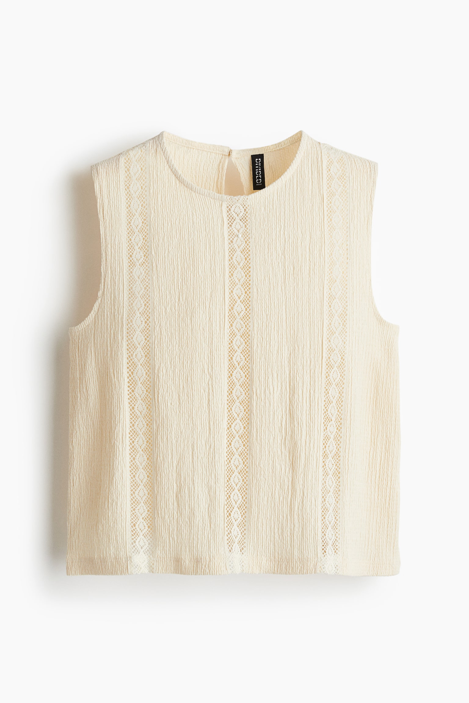 Женская блузка H&M Crinkled Blouse with Lace Details, цвет: Светлый бежевый — фото 1