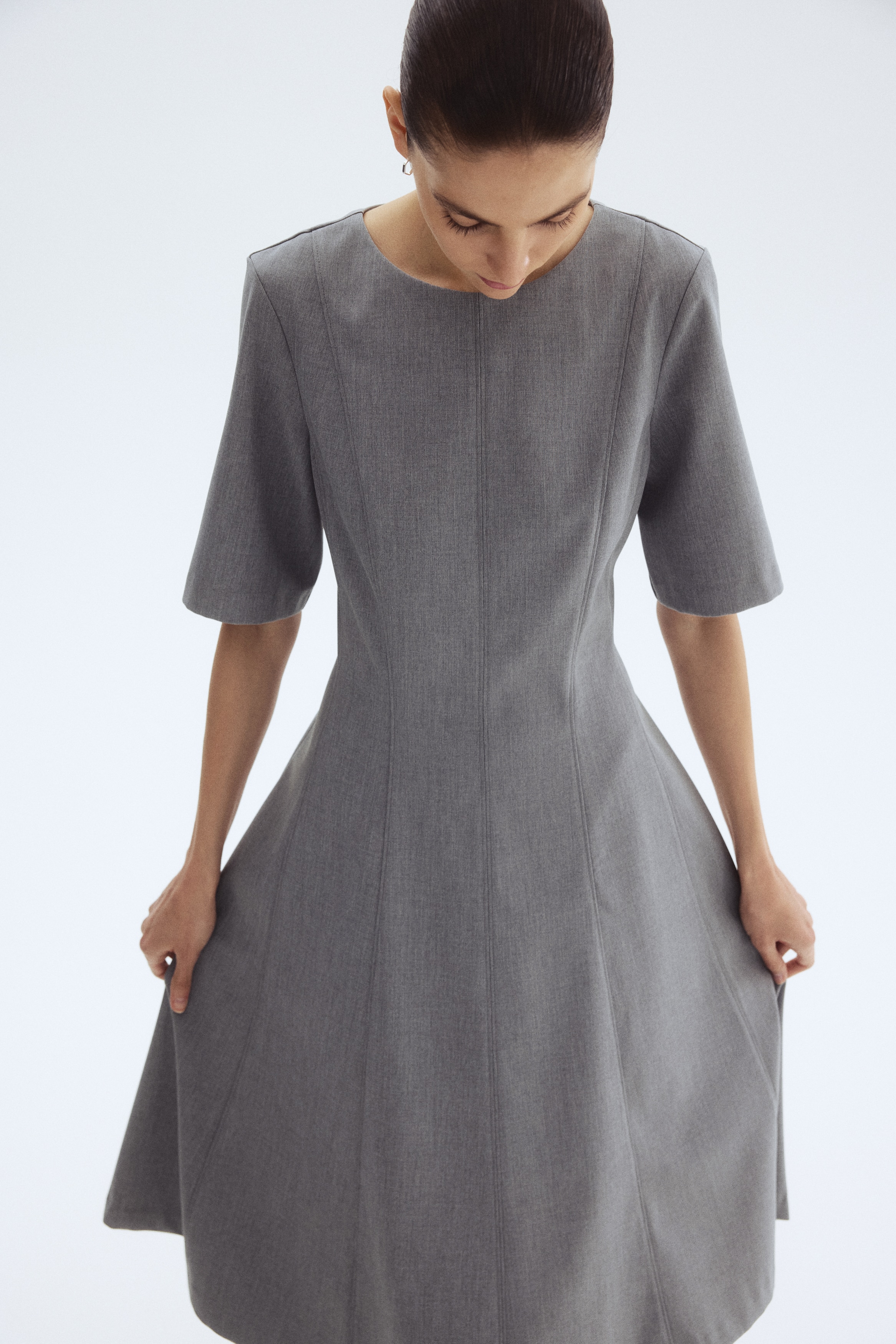 ワンピース リブドッキング2wayキャミワンピース flux 半袖ひざ丈