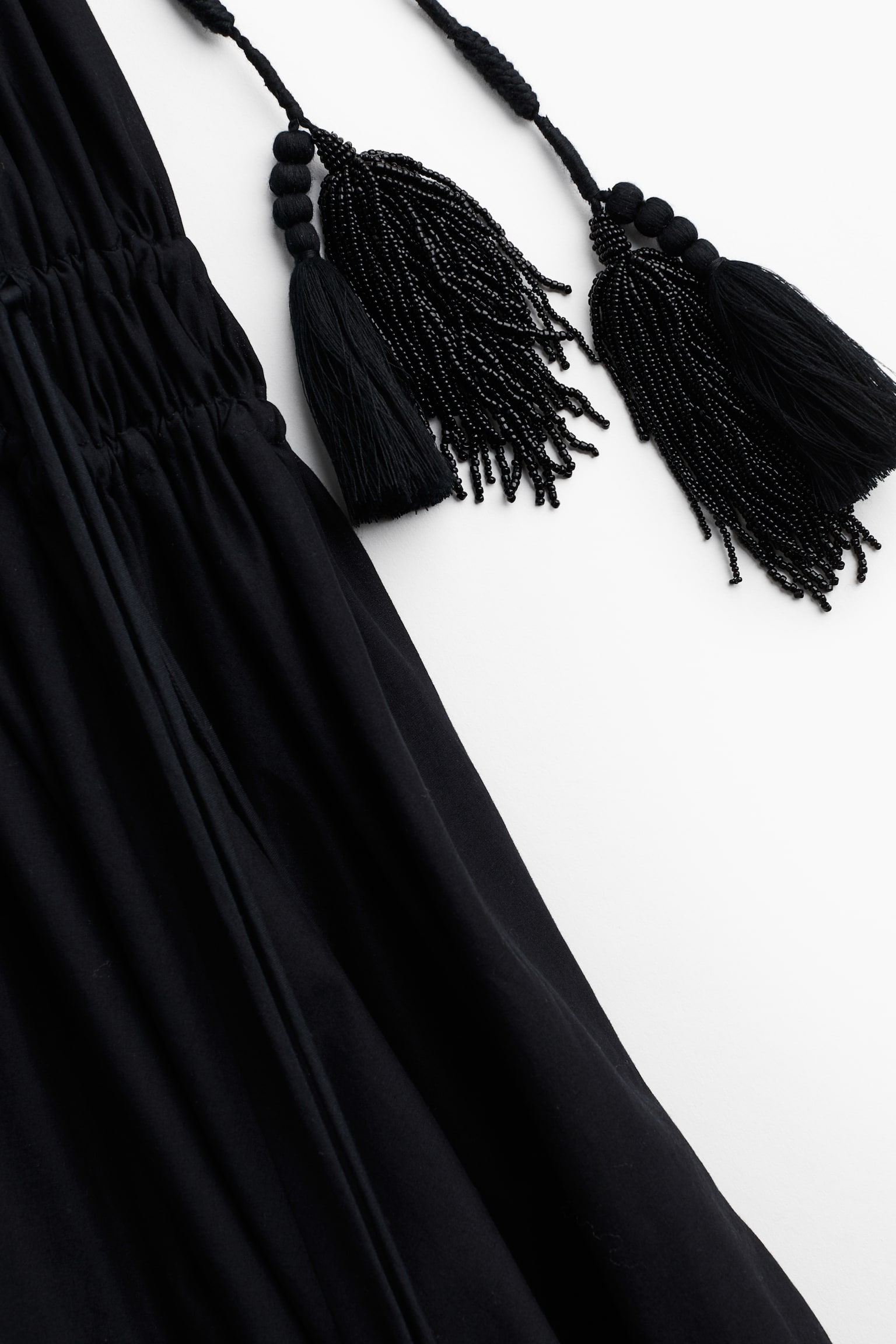 Drawstring-detail halterneck dress - Black - 5