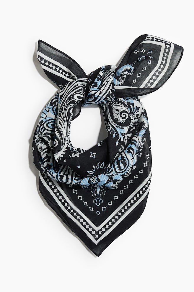 Patterned neck scarf - Black/Paisley pattern/Dark orange/Paisley pattern - 1