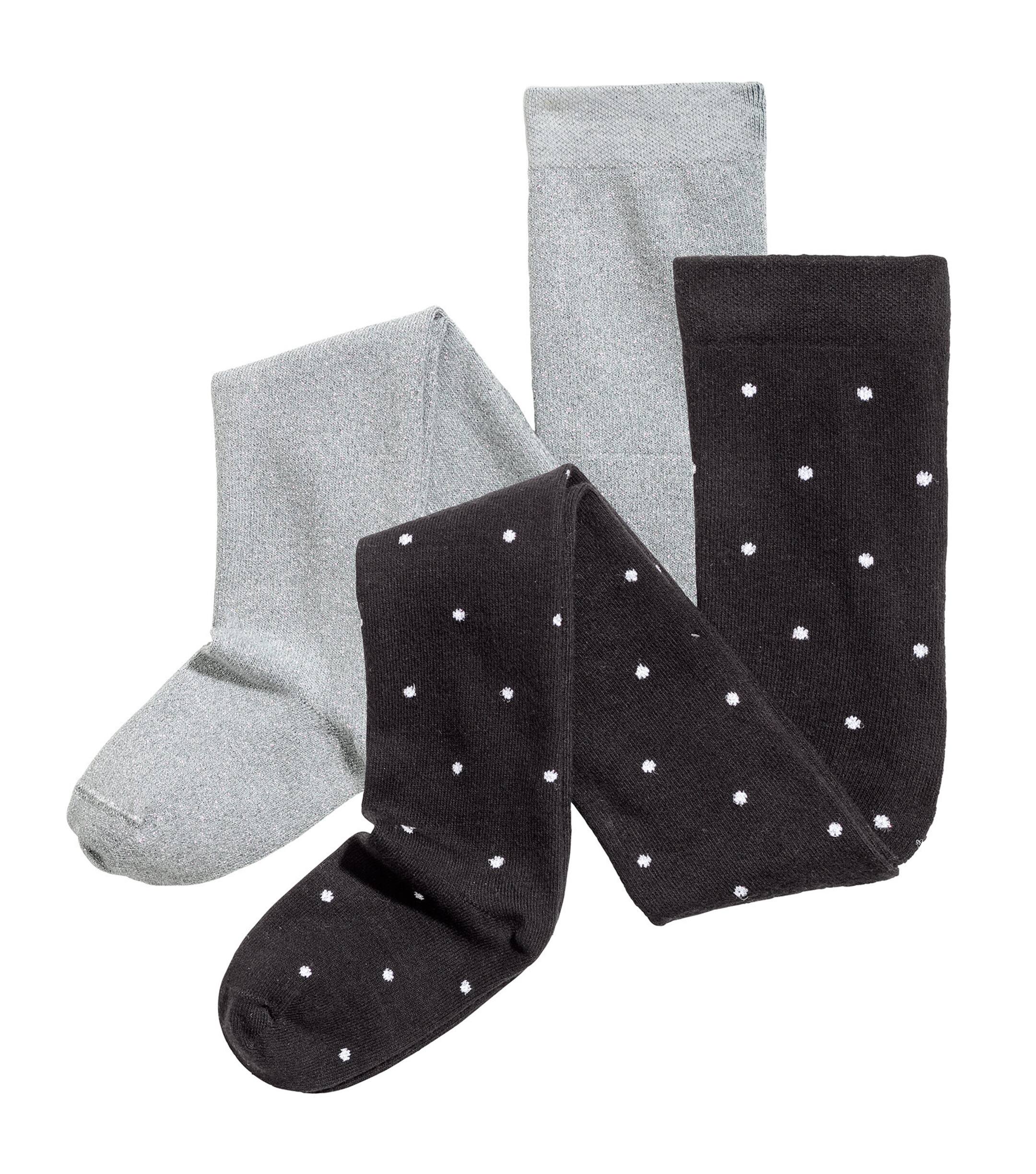 View larger image: 2-pack fine-knit tights - Black/Spotted - Kids | H&M GB 1