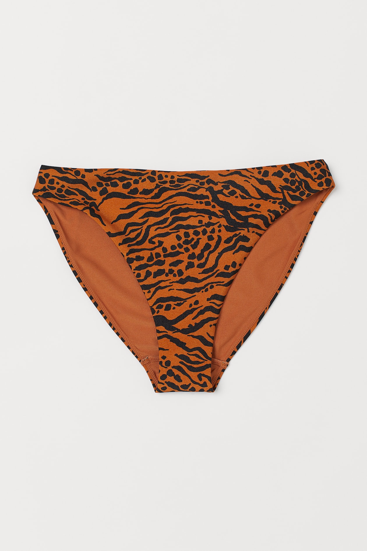 High-leg Bikini Bottoms - High waist - Dark orange/animal print ...