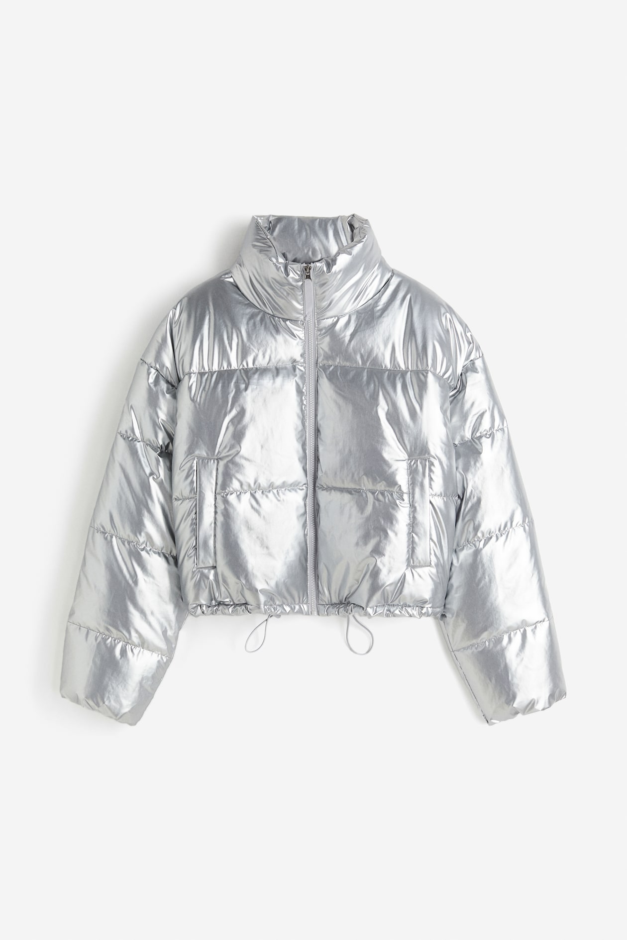 Shimmery Metallic Puffer Jacket Silver-colored Ladies H&M PH
