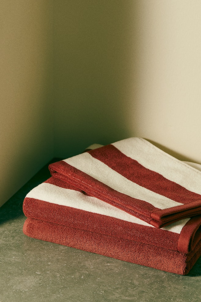 Bath towel - Rust red/Striped/Beige/Striped/Green/Striped/Black/Striped - 3