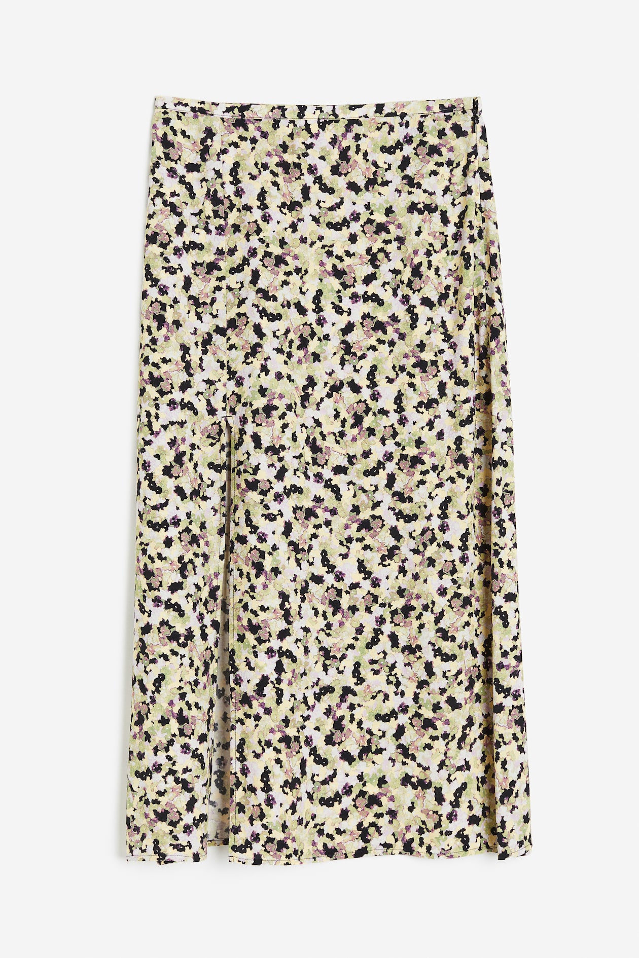 Crêpe skirt Regular waist Midi Light green/Floral Ladies H&M GB