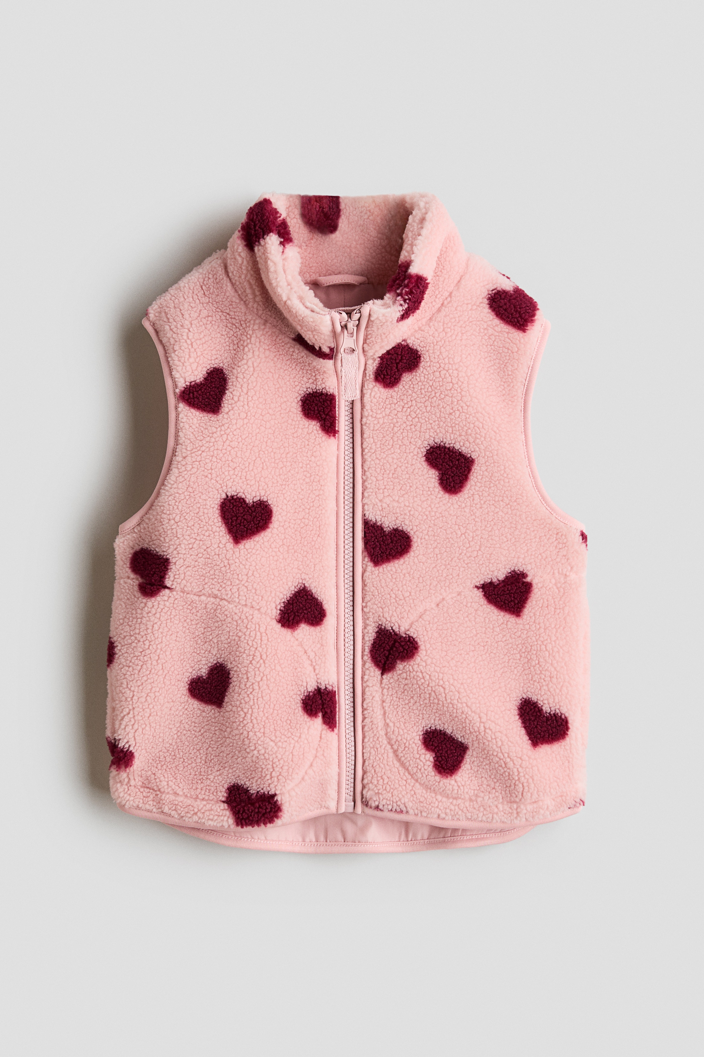 H & M - Gemusterte Weste aus Teddyfleece - Rosa - Kinder
