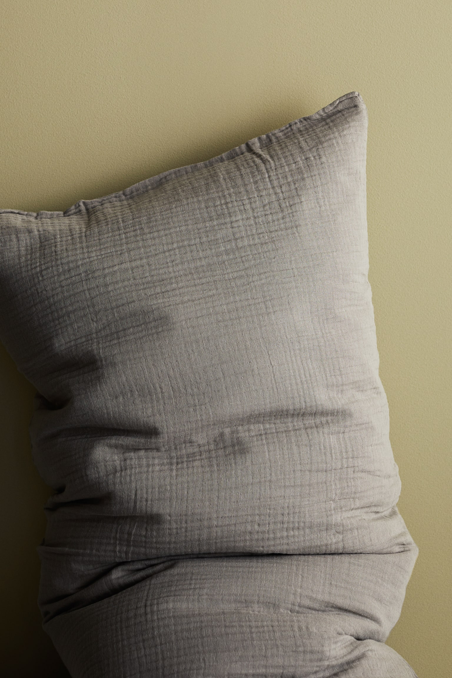 Cotton muslin pillowcase - Light mole/White/Sage green - 2