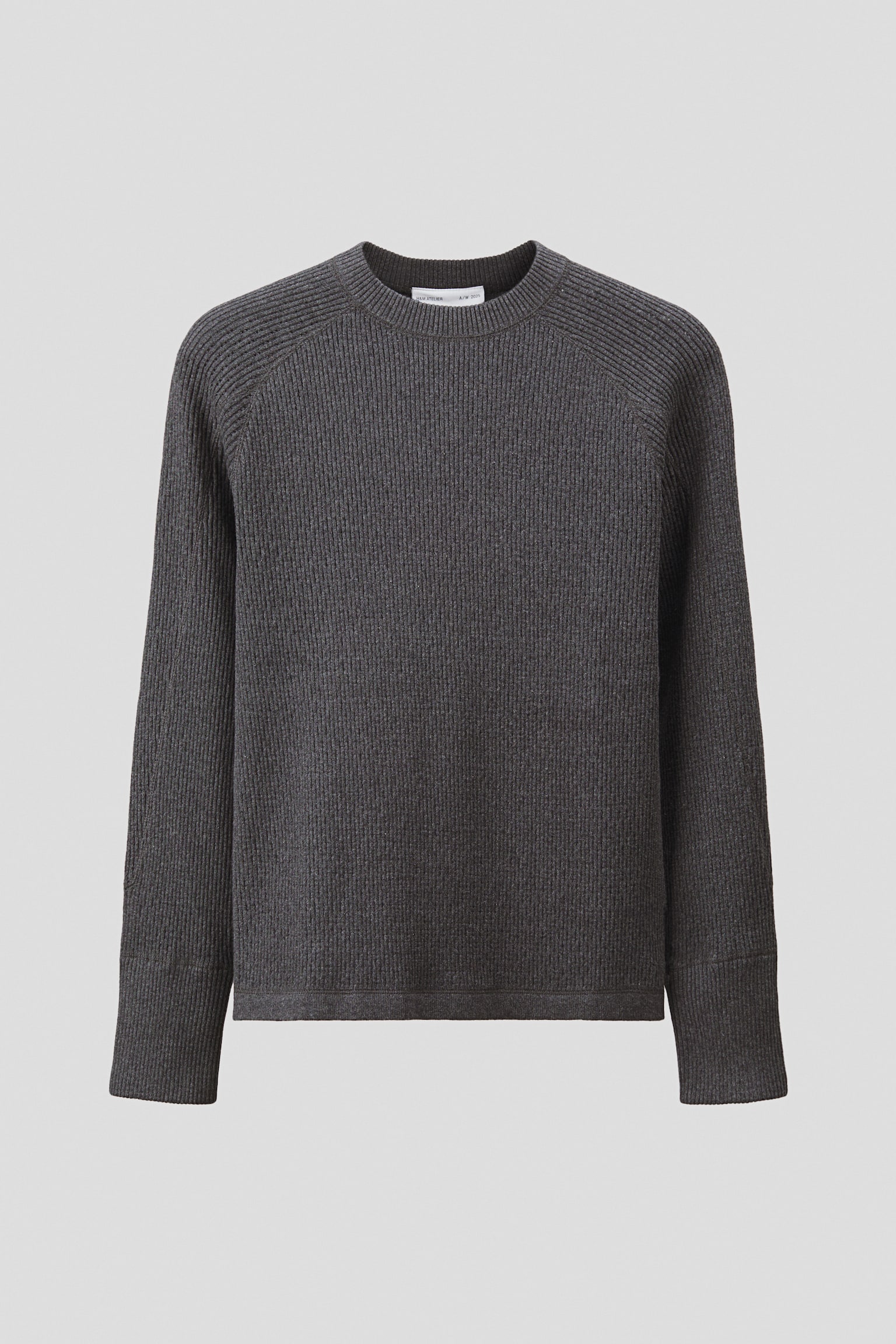 Bawełniany sweter w prążki Regular Fit - Ciemnoszary - 1