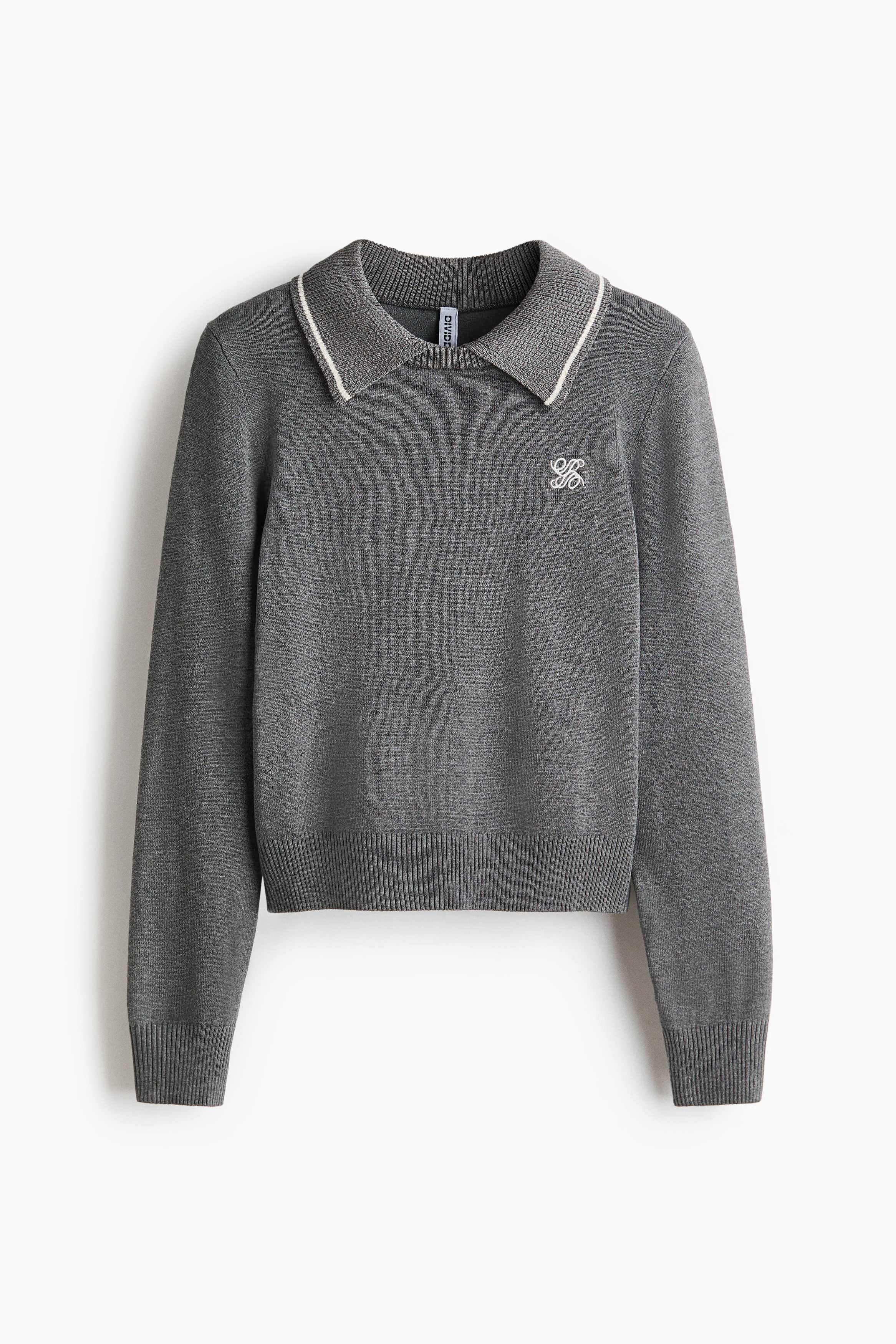 Collared jumper - Grey marl/Black