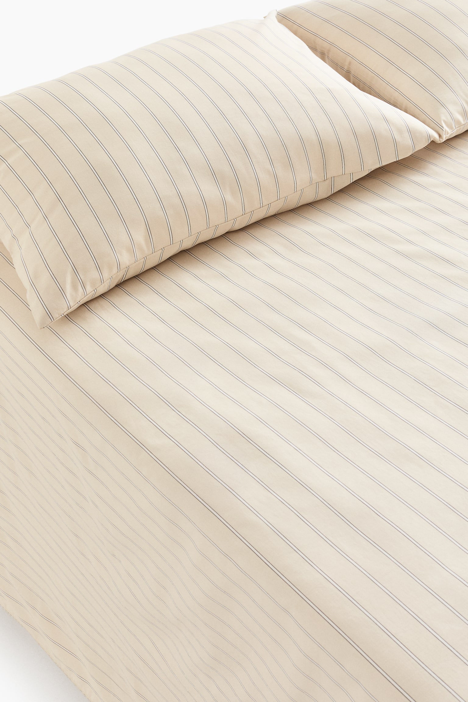 Striped queen bed sheet set - Light beige/Striped/Light dusty blue/Striped