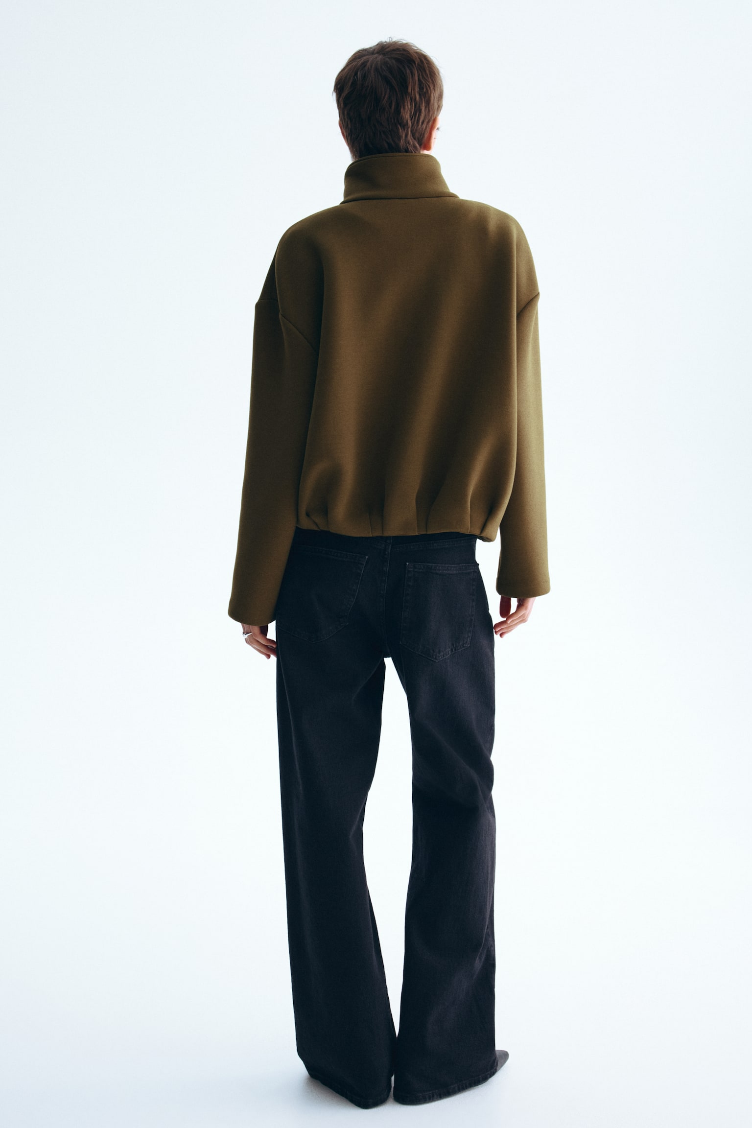 Куртка із тканини скуба - Темно-зелений хакі/Темно-коричневий/Чорний - 5