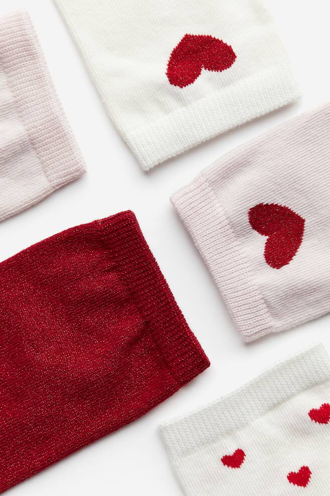 5-pack rib-knit socks - Light pink/Hearts/Beige/Leopard print/Beige/Black/Red/Dogs - 2