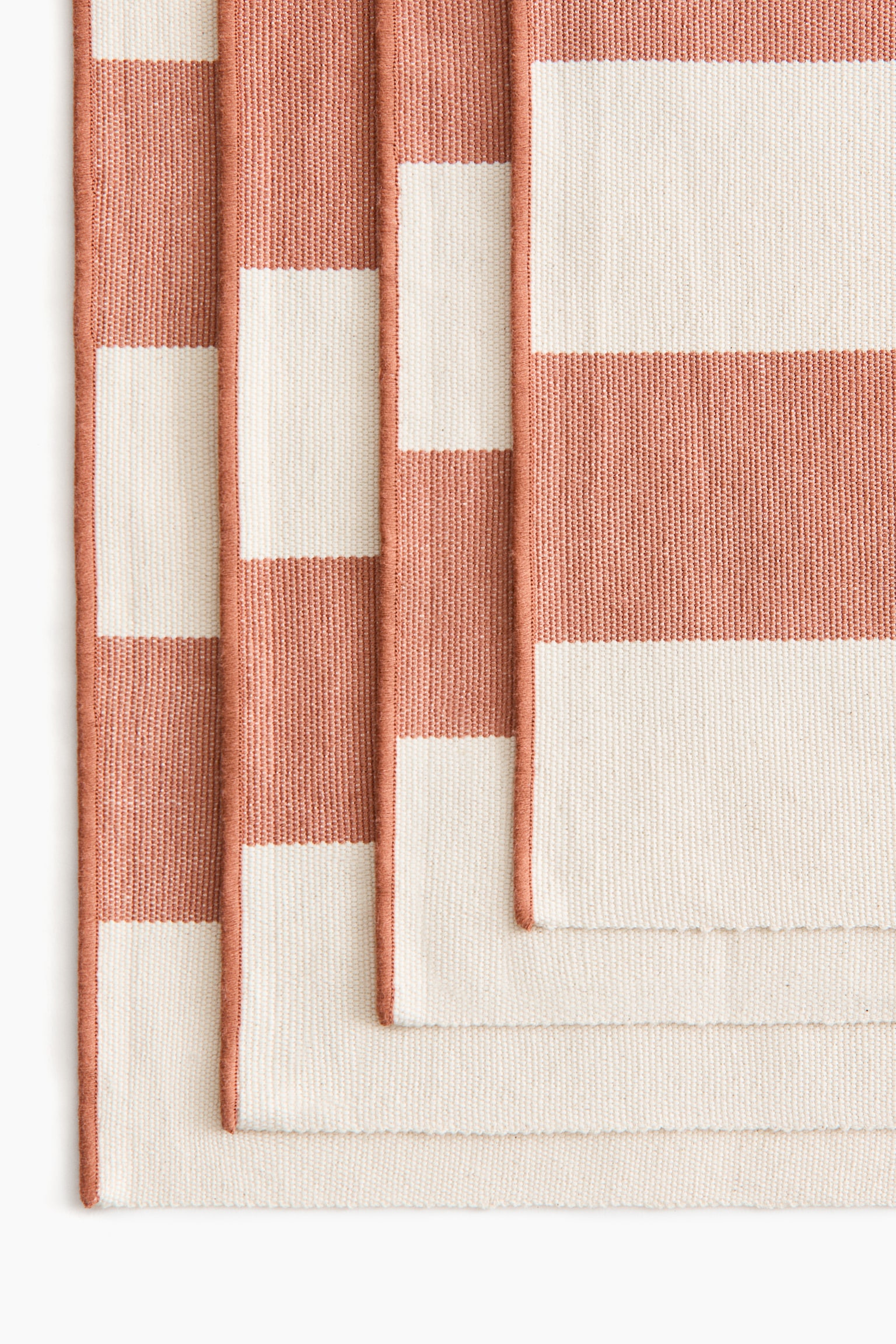 4-pack cotton place mats - Terracotta/Striped/Green/Light beige/Dark grey/Striped - 2