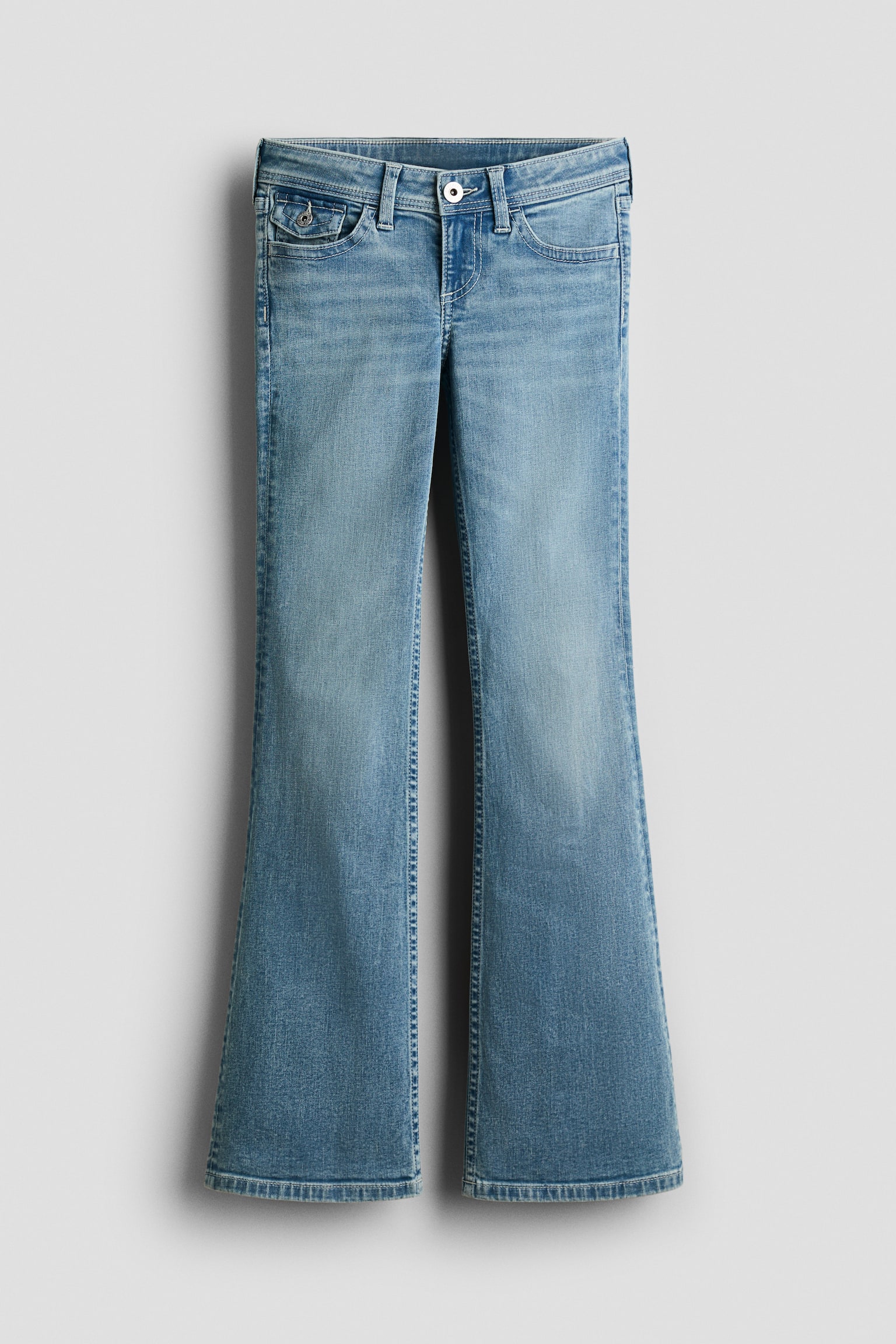 Tall Flared Leg Low Jeans - Ljus denimblå/Mörk denimblå