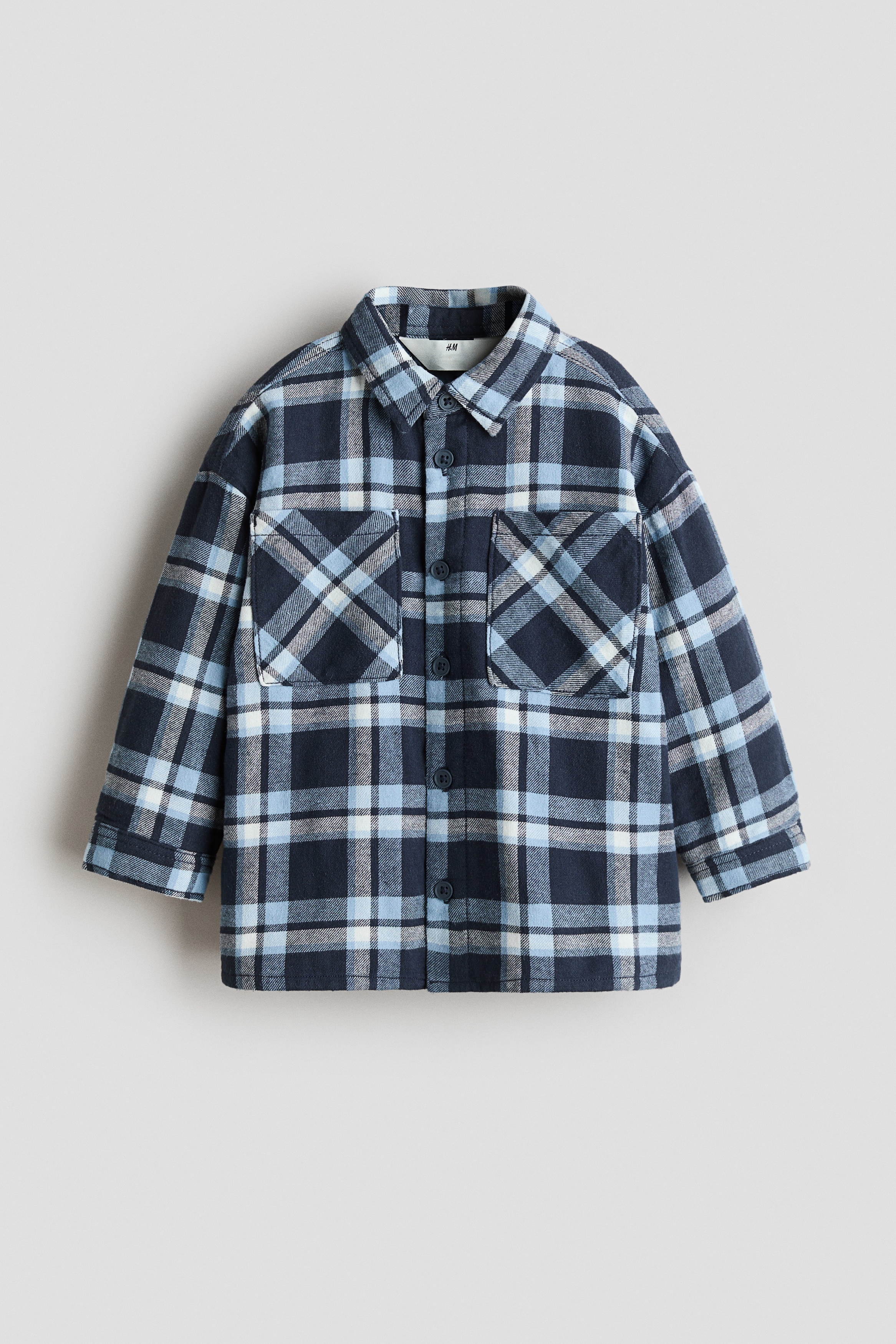 Lined flannel overshirt - Laivastonsininen/Ruudullinen