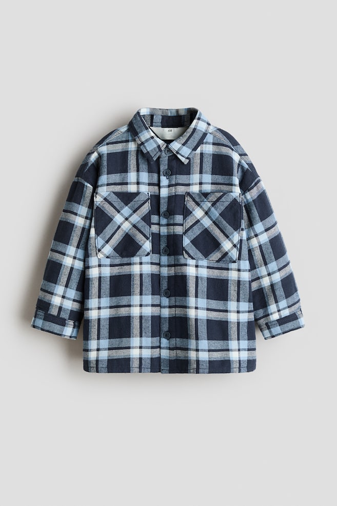 Lined Flannel Overshirt - Navy blue/plaid - 1