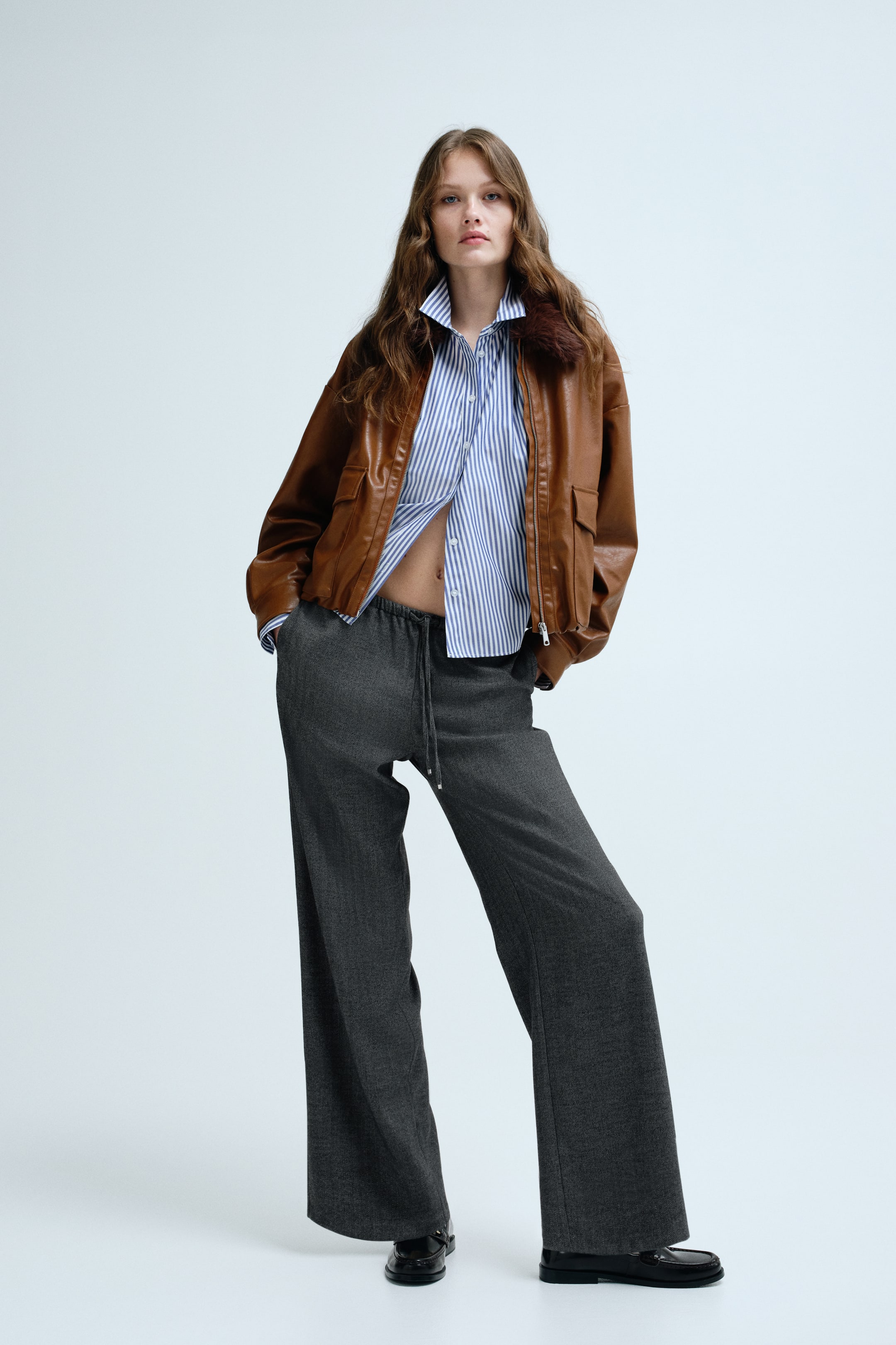 拡大画像を表示: ドローストリングパンツ - ダークグレー／ヘリンボーンパターン - レディース | H&M JP 2