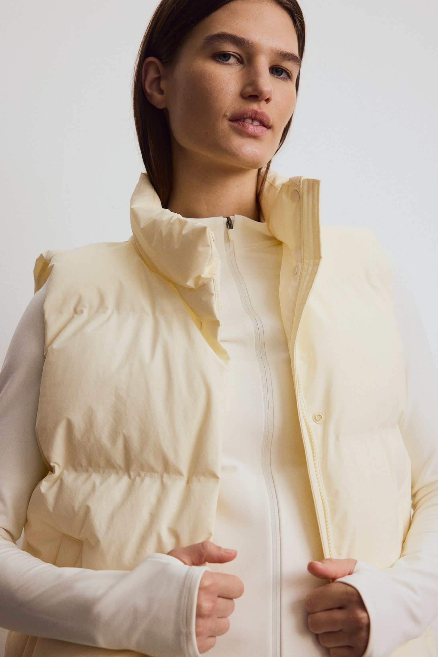 Padded sports gilet with ThermoMove™ - Light yellow - 1