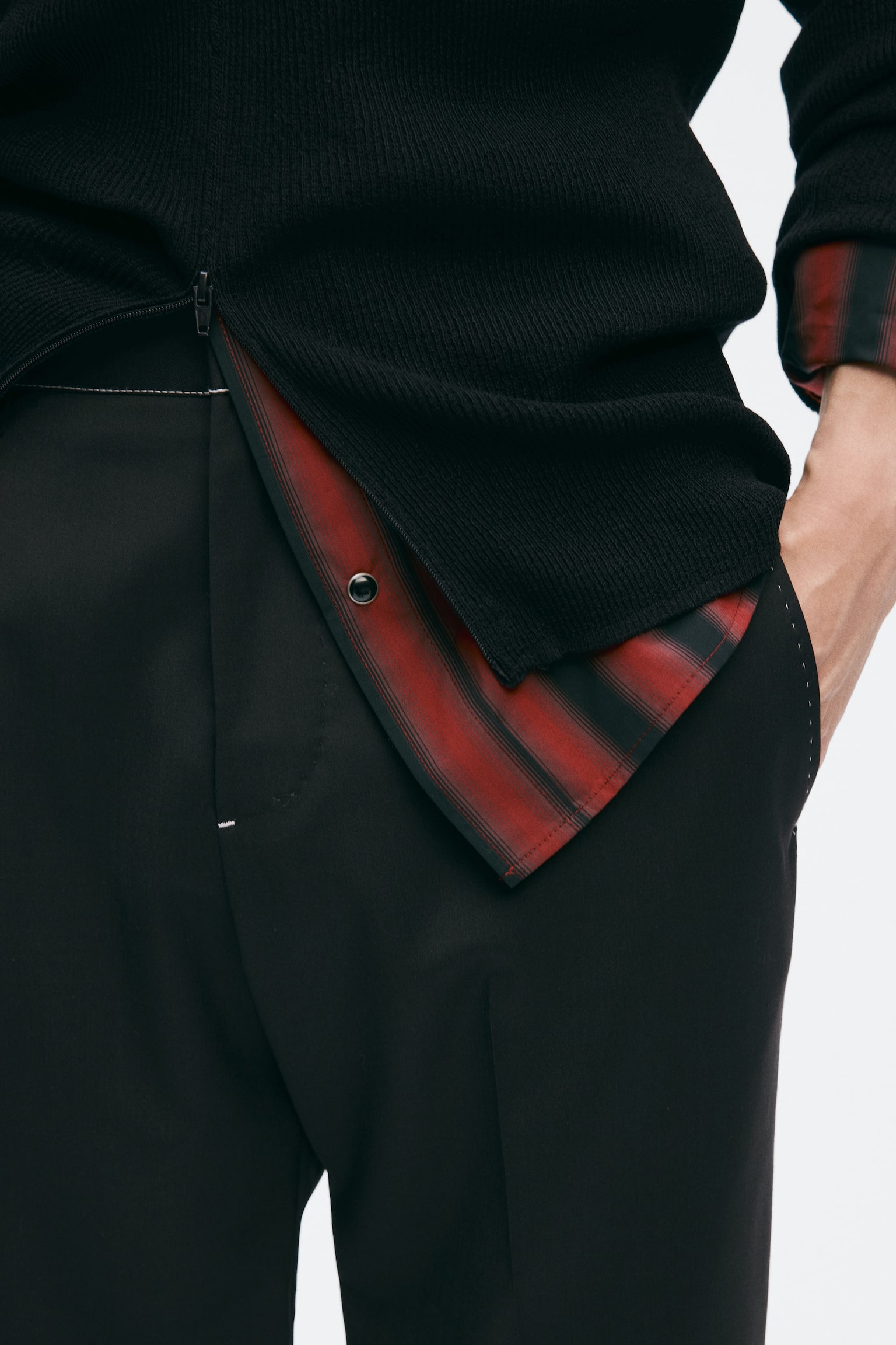 Мужские брюки H&M Regular-Fit Tailored Wool-Blend, цвет: Чёрный — фото 3