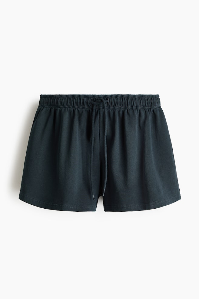 Short en molleton avec cordon de serrage - Noir délavé/Marron/Gris clair - 1