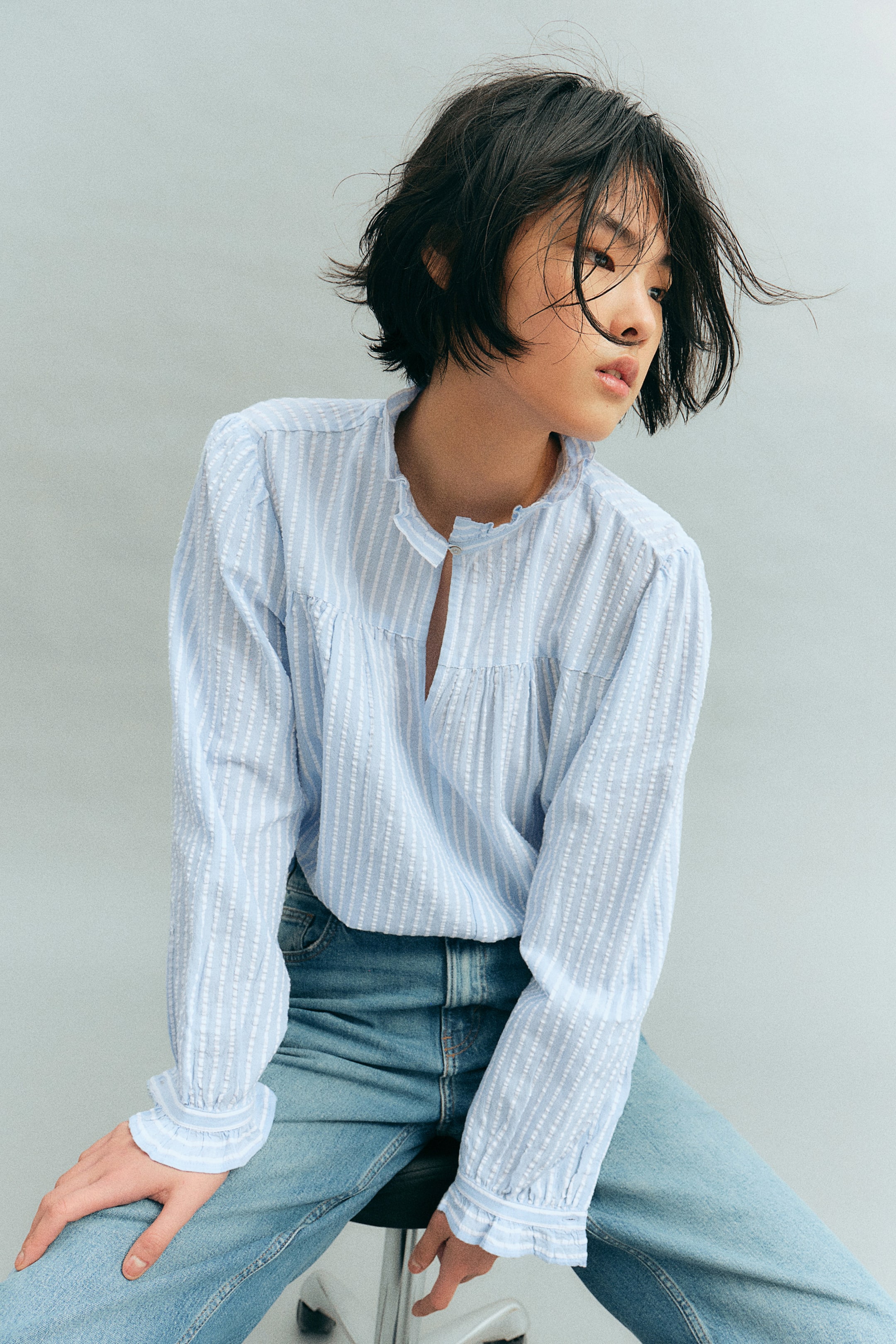 Seersucker Pullover Blouse