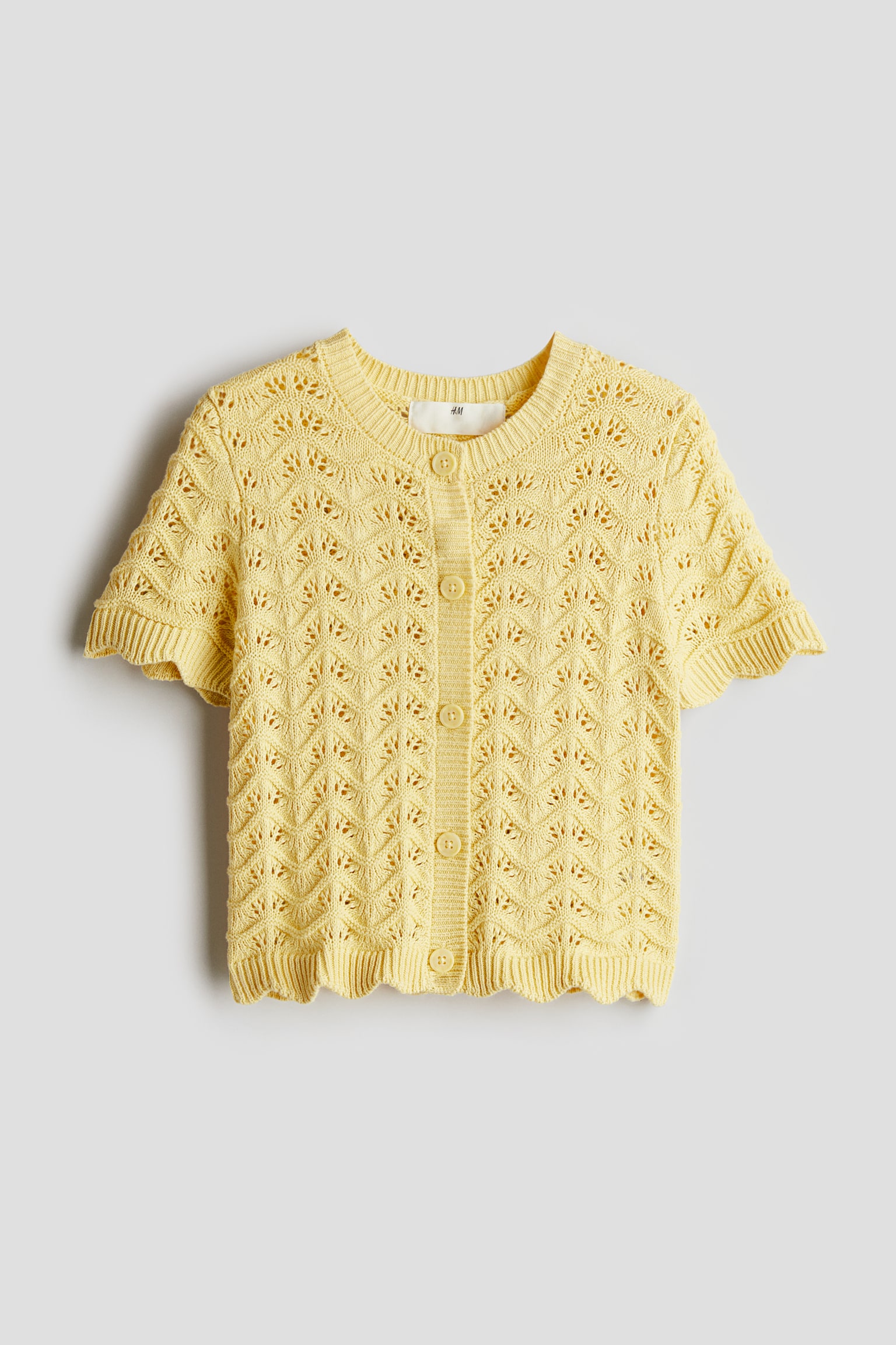 Pattern-knit cotton top - Yellow/White - 1