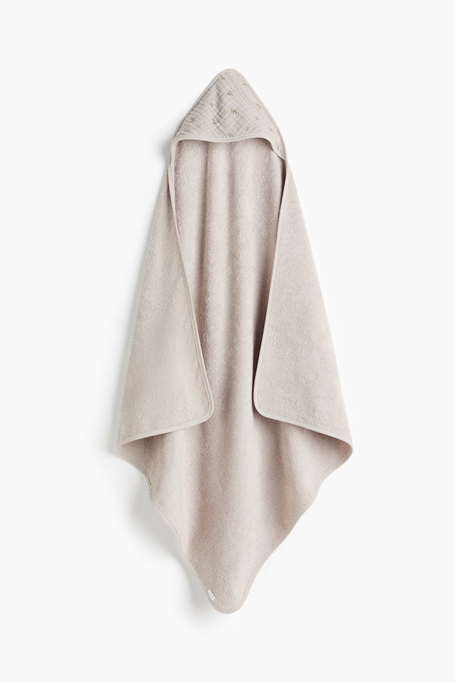 Hooded baby bath towel - Light greige/Floral/Light pink/Floral/Light beige/Floral - 1