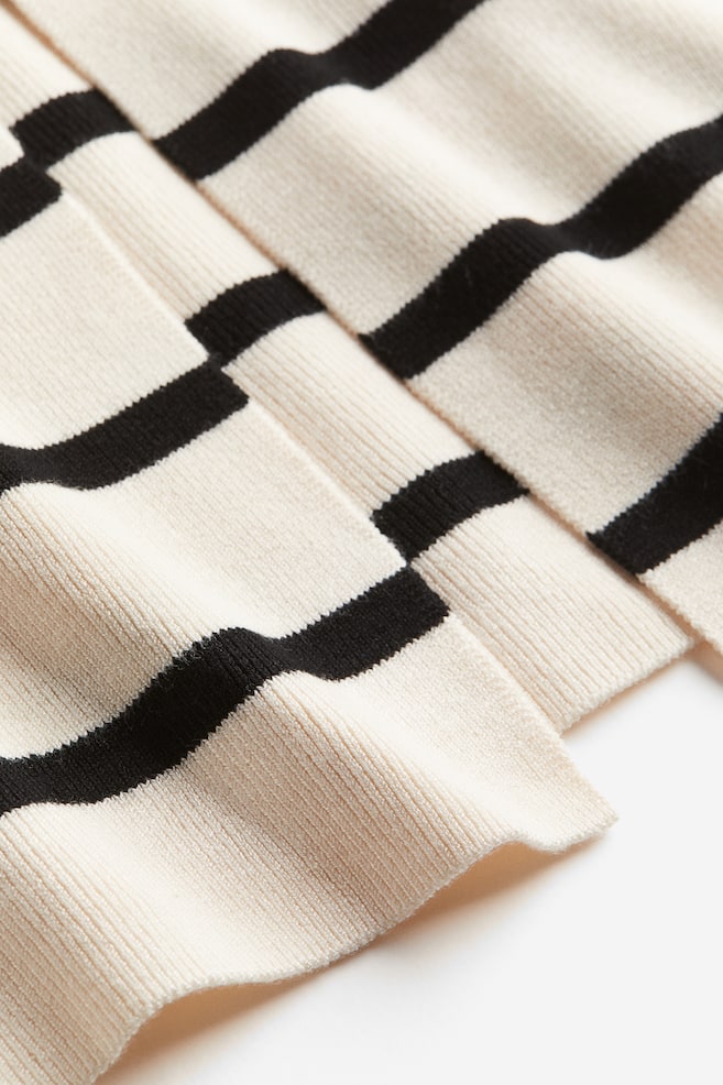 Rib-knit skirt - Cream/Black striped/Black - 5
