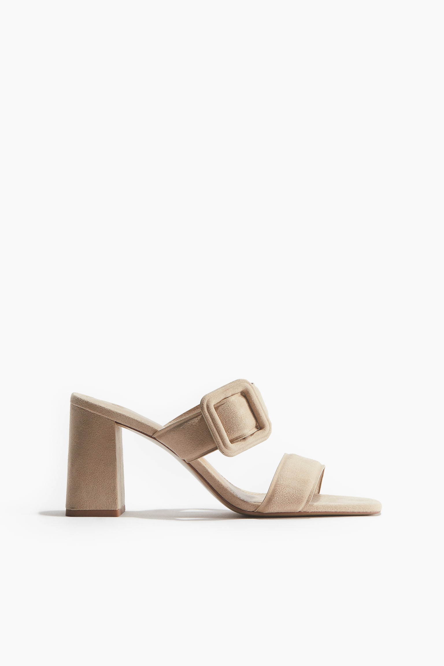 Buckle-detail Heeled Sandals - Beige - 1