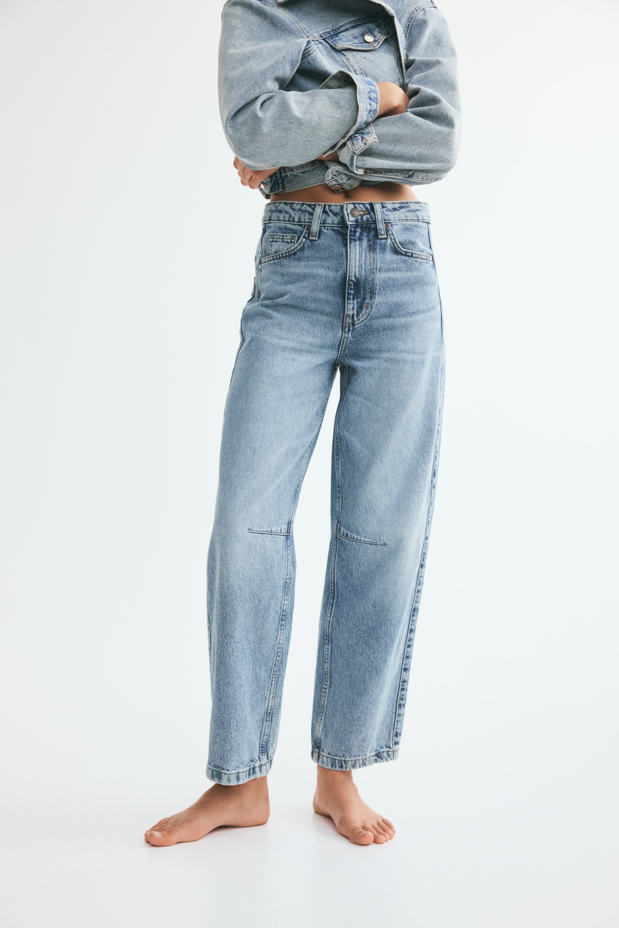 High-Waist Barrel Ankle Jeans